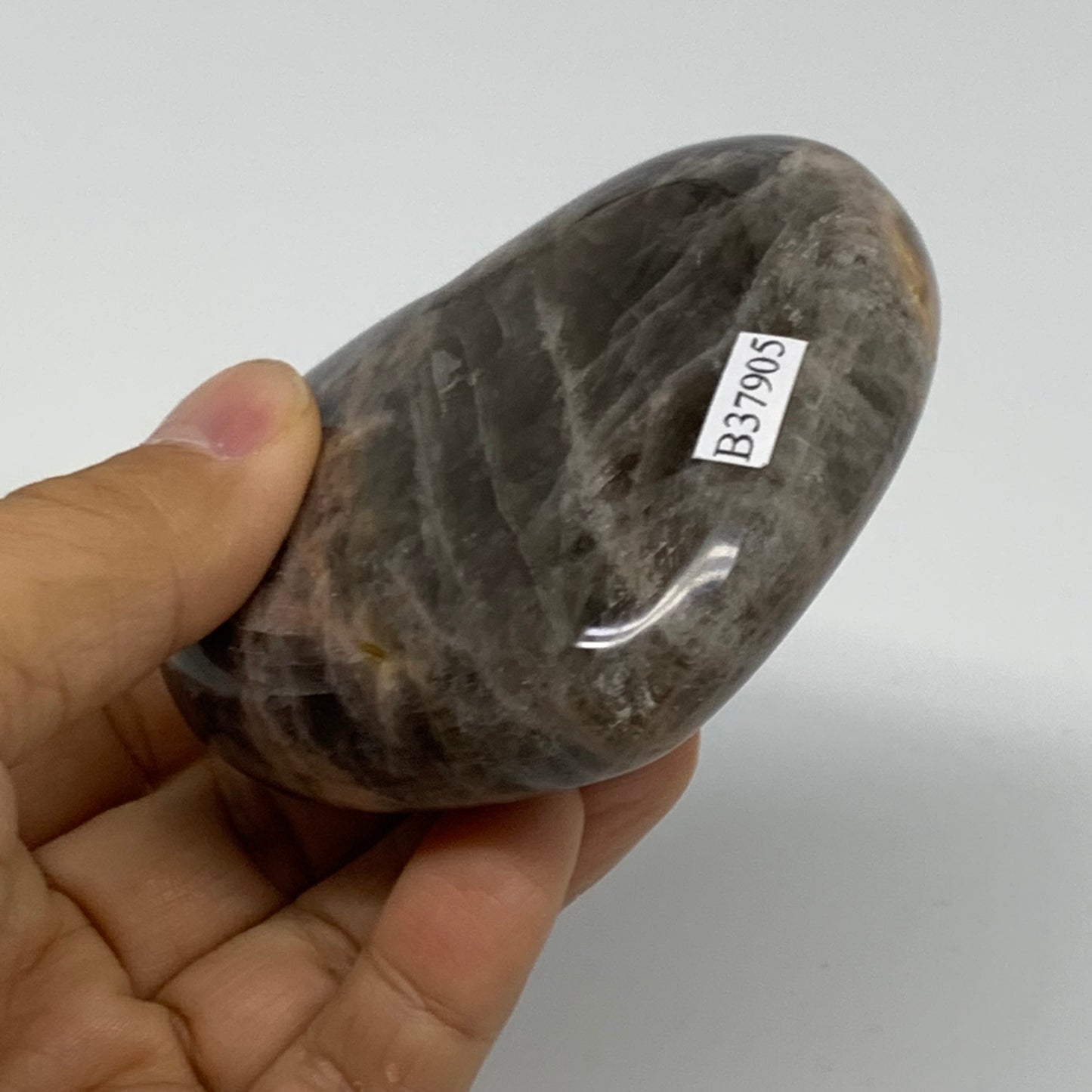 0.48 lbs, 2.7"x3.1"x1.1", Black Moonstone Heart Polished Crystal Decor, B37905