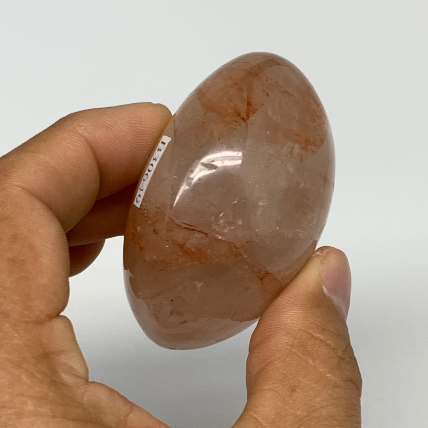 152g,2.3"x2.1"x1.3", Red Hematoid Fire Quartz Palm-Stone Crystal Polished, B3064