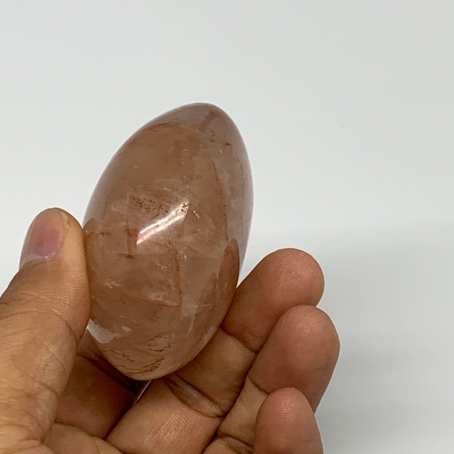 152g,2.3"x2.1"x1.3", Red Hematoid Fire Quartz Palm-Stone Crystal Polished, B3064