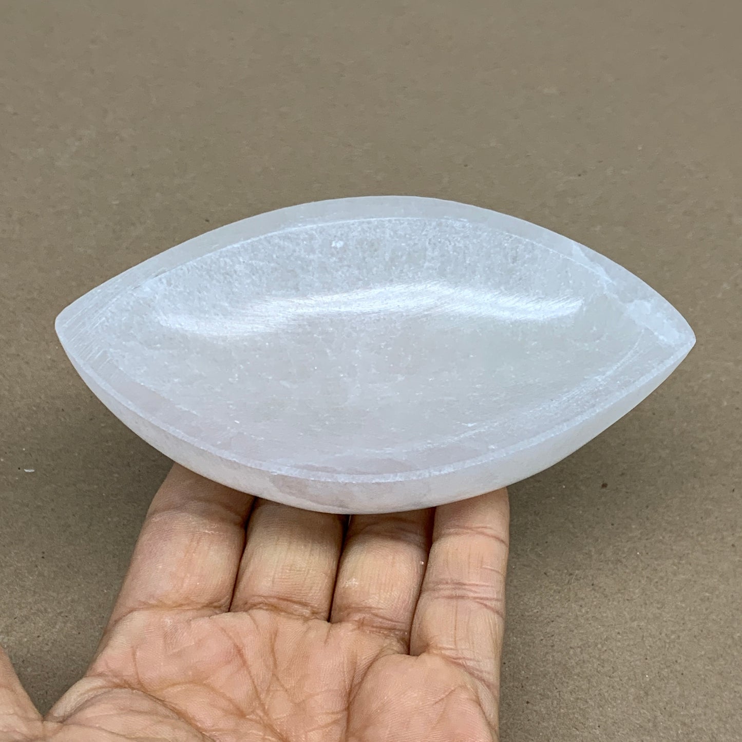 224g, 4.6"x2.7"x1.1", Natural Eye Shape Selenite Bowl Crystals, B36161