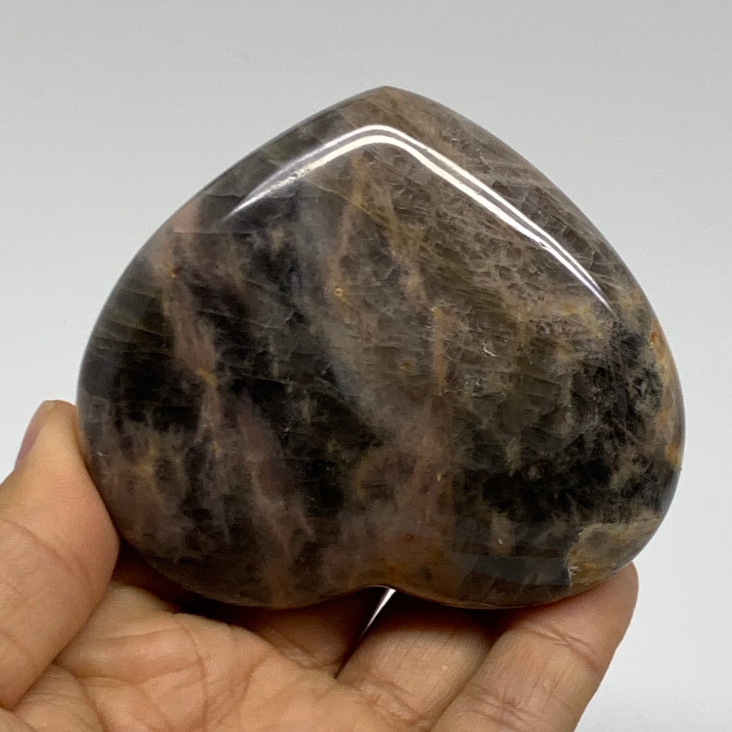 0.48 lbs, 2.7"x3.1"x1.1", Black Moonstone Heart Polished Crystal Decor, B37905