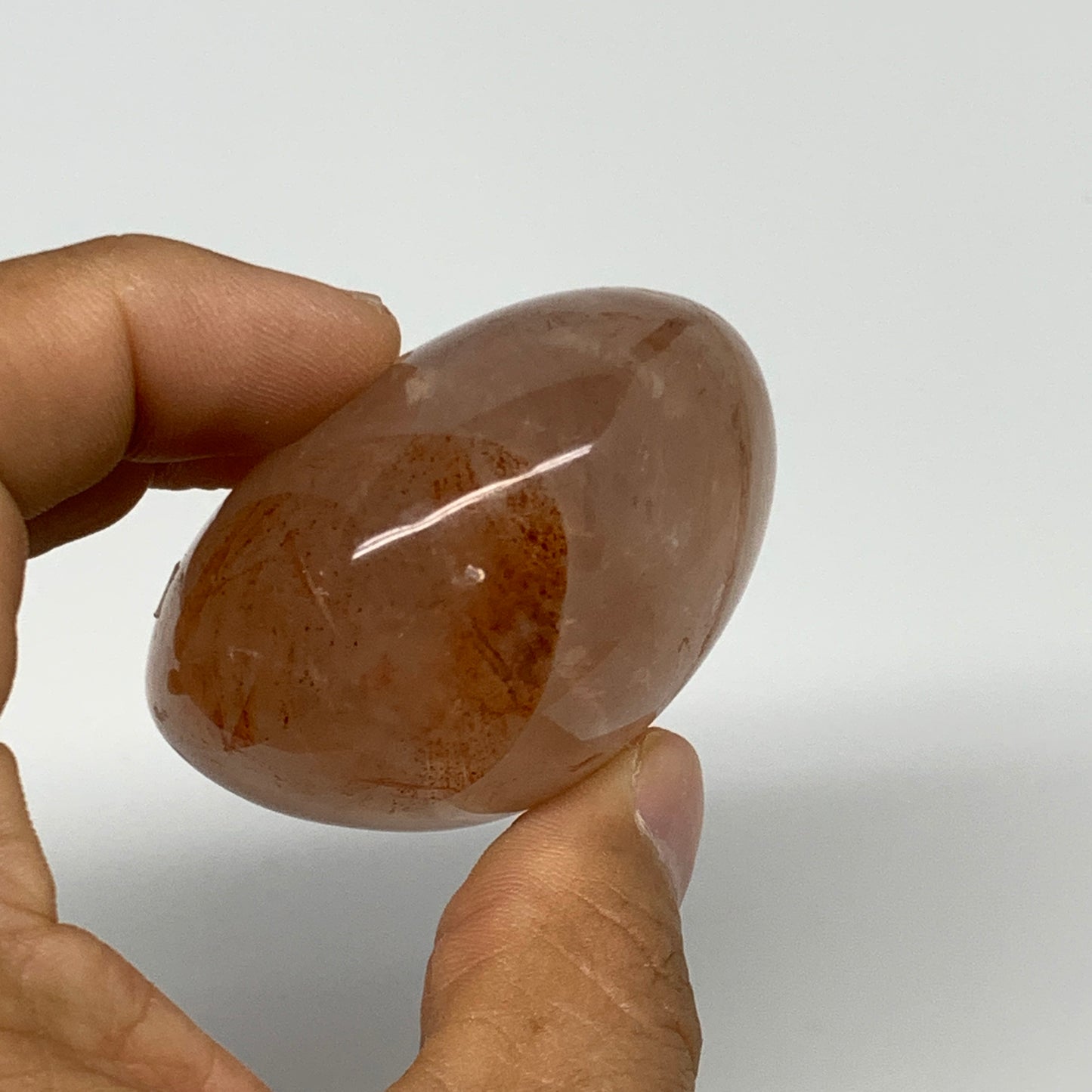 152g,2.3"x2.1"x1.3", Red Hematoid Fire Quartz Palm-Stone Crystal Polished, B3064