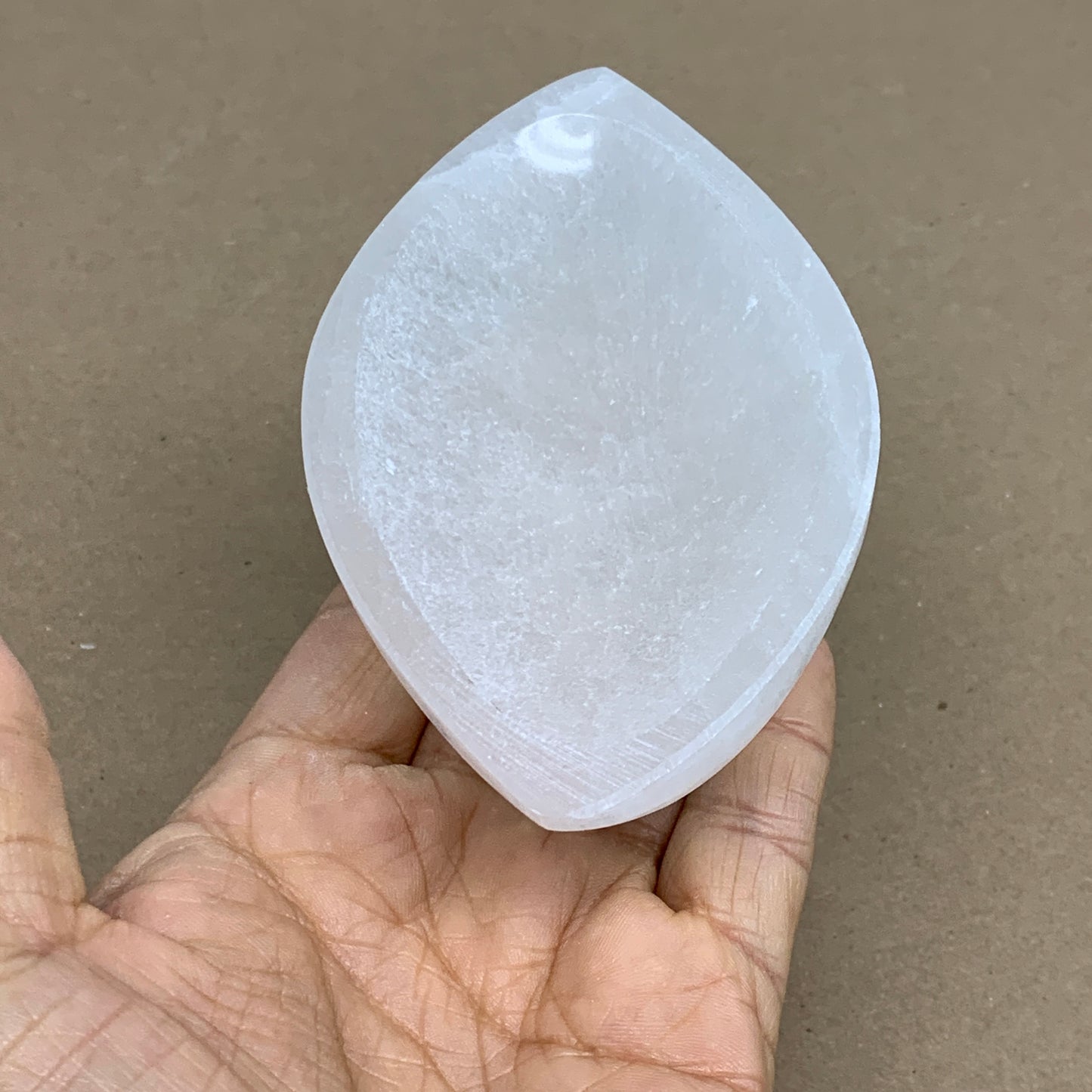 224g, 4.6"x2.7"x1.1", Natural Eye Shape Selenite Bowl Crystals, B36161