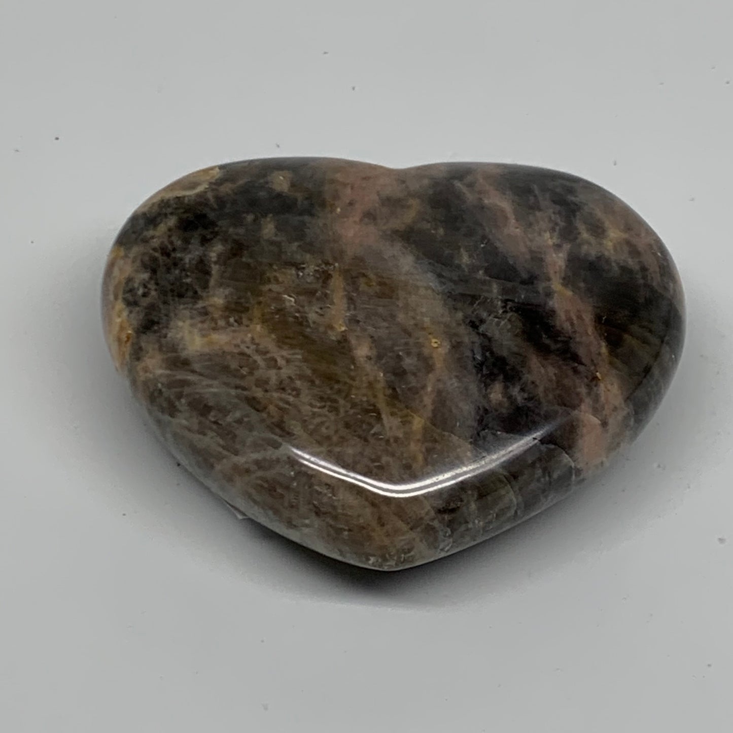 0.48 lbs, 2.7"x3.1"x1.1", Black Moonstone Heart Polished Crystal Decor, B37905