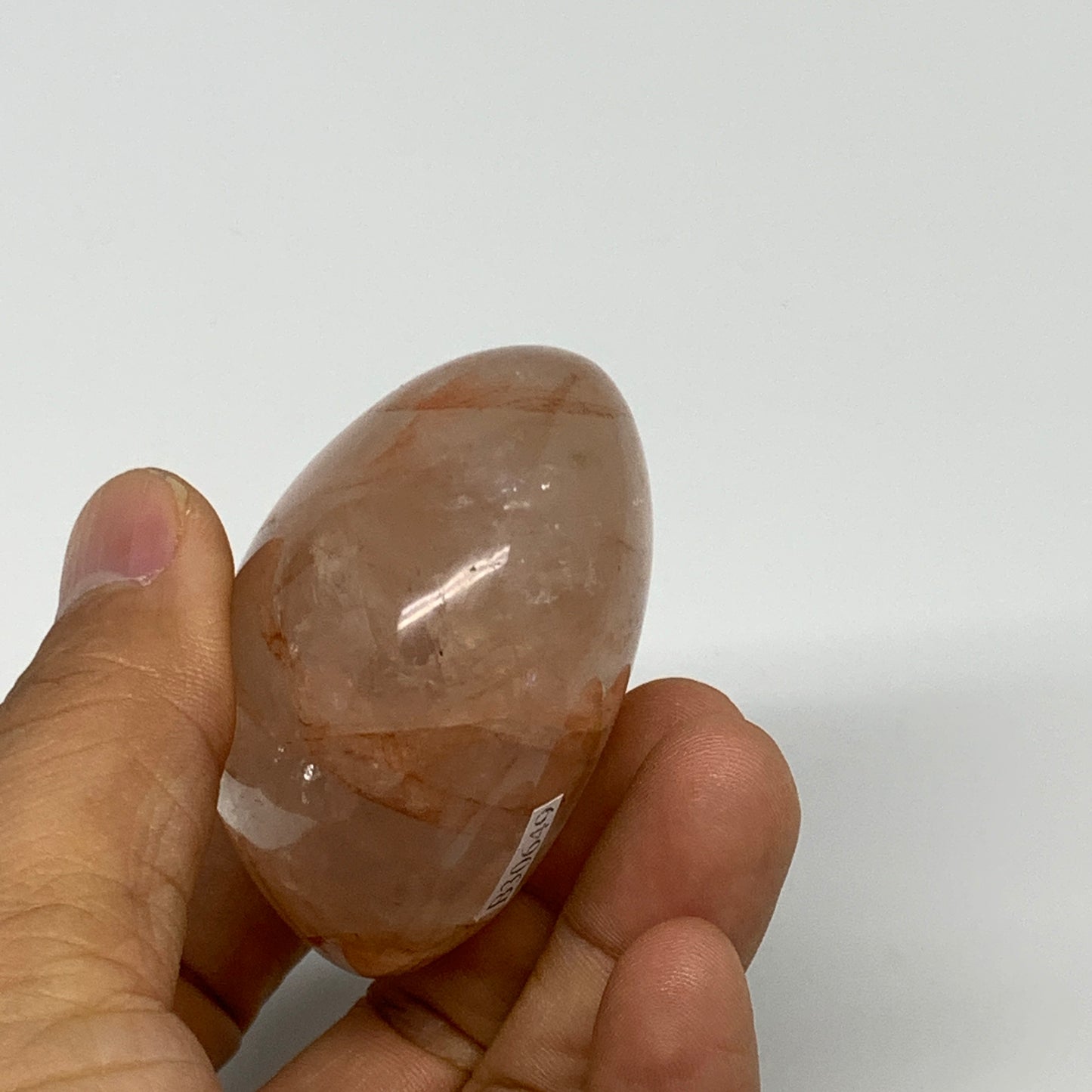 152g,2.3"x2.1"x1.3", Red Hematoid Fire Quartz Palm-Stone Crystal Polished, B3064