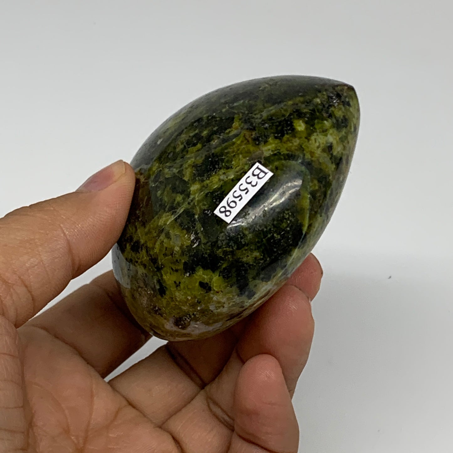 218.3g, 2.7"x2.9"x1.5", Green Opal Heart Polished Gemstone Crystal, B35598