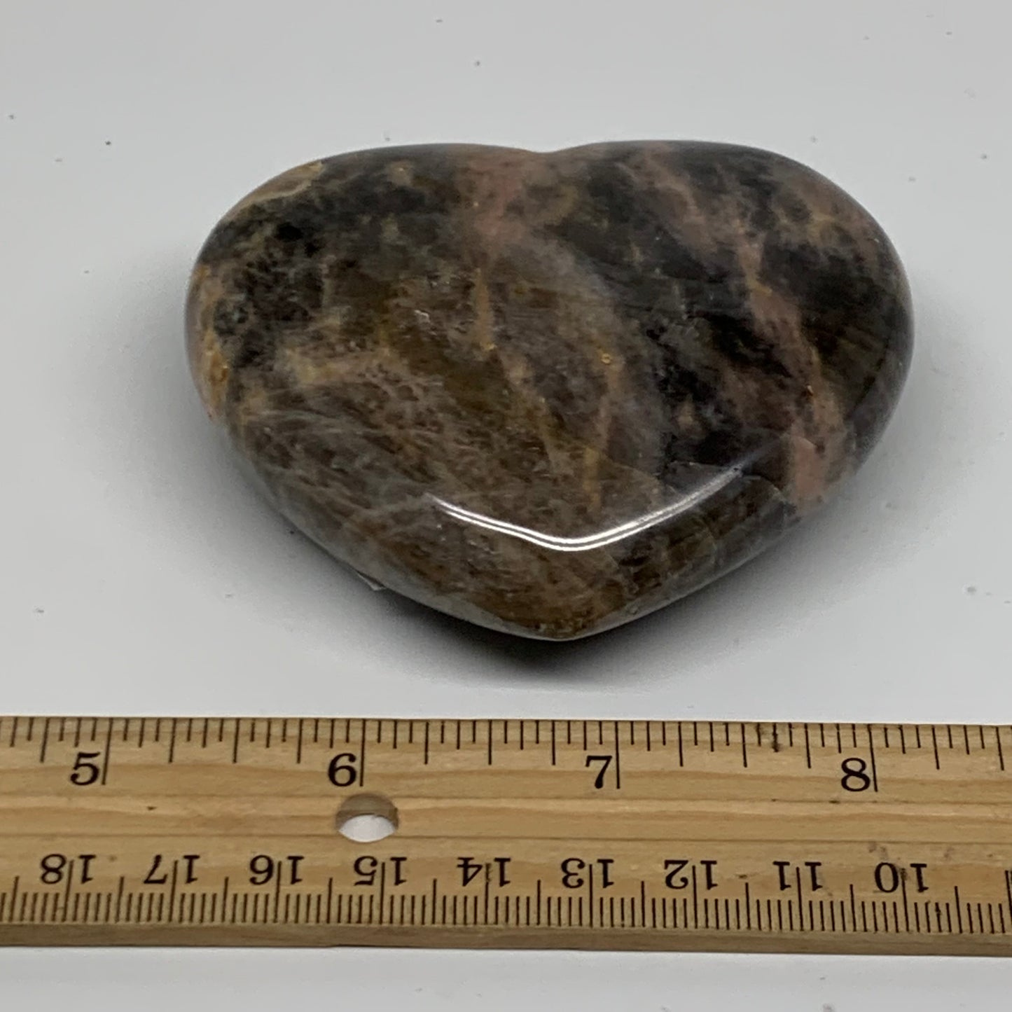 0.48 lbs, 2.7"x3.1"x1.1", Black Moonstone Heart Polished Crystal Decor, B37905