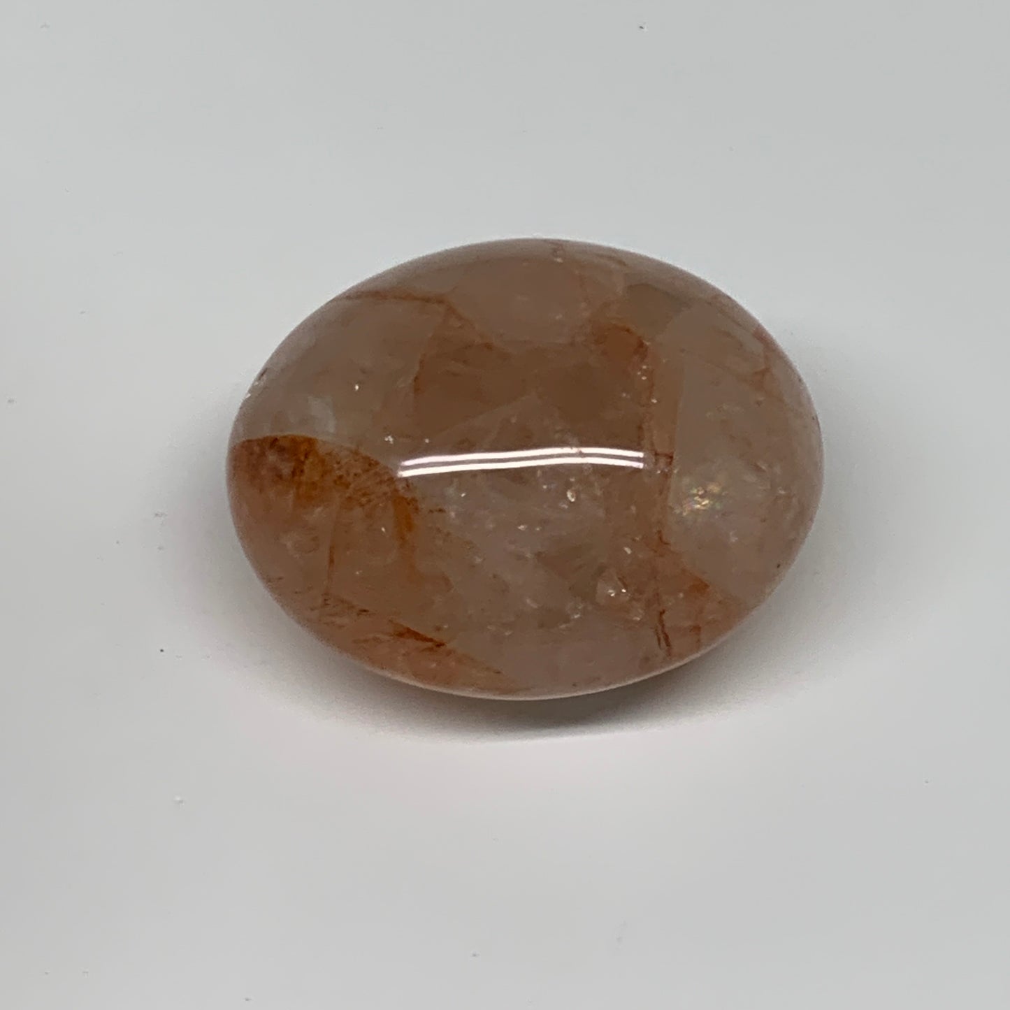 152g,2.3"x2.1"x1.3", Red Hematoid Fire Quartz Palm-Stone Crystal Polished, B3064