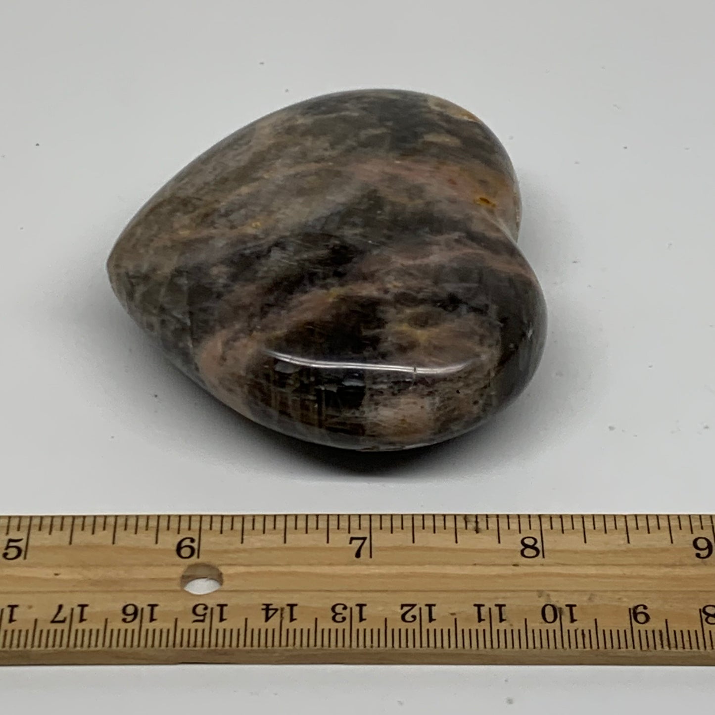 0.48 lbs, 2.7"x3.1"x1.1", Black Moonstone Heart Polished Crystal Decor, B37905