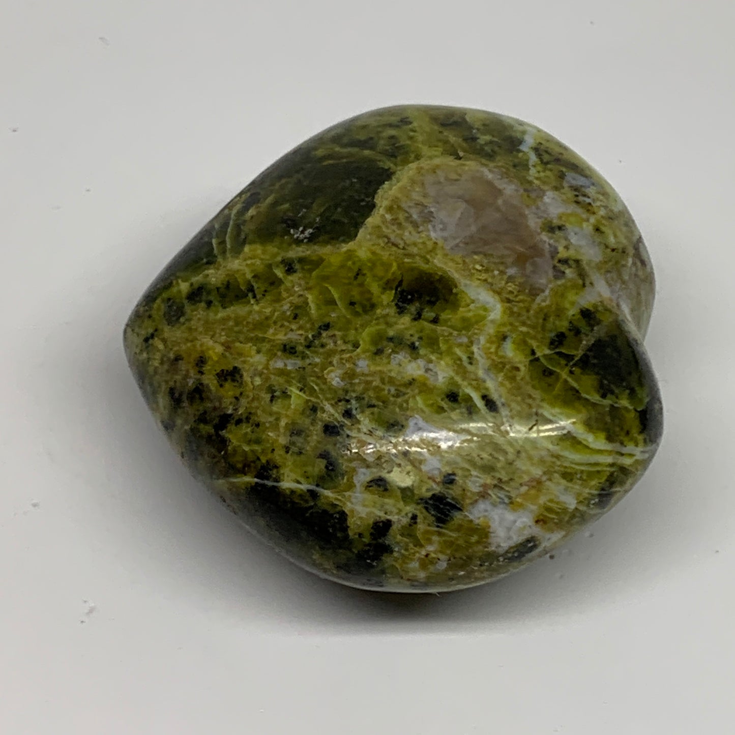 218.3g, 2.7"x2.9"x1.5", Green Opal Heart Polished Gemstone Crystal, B35598