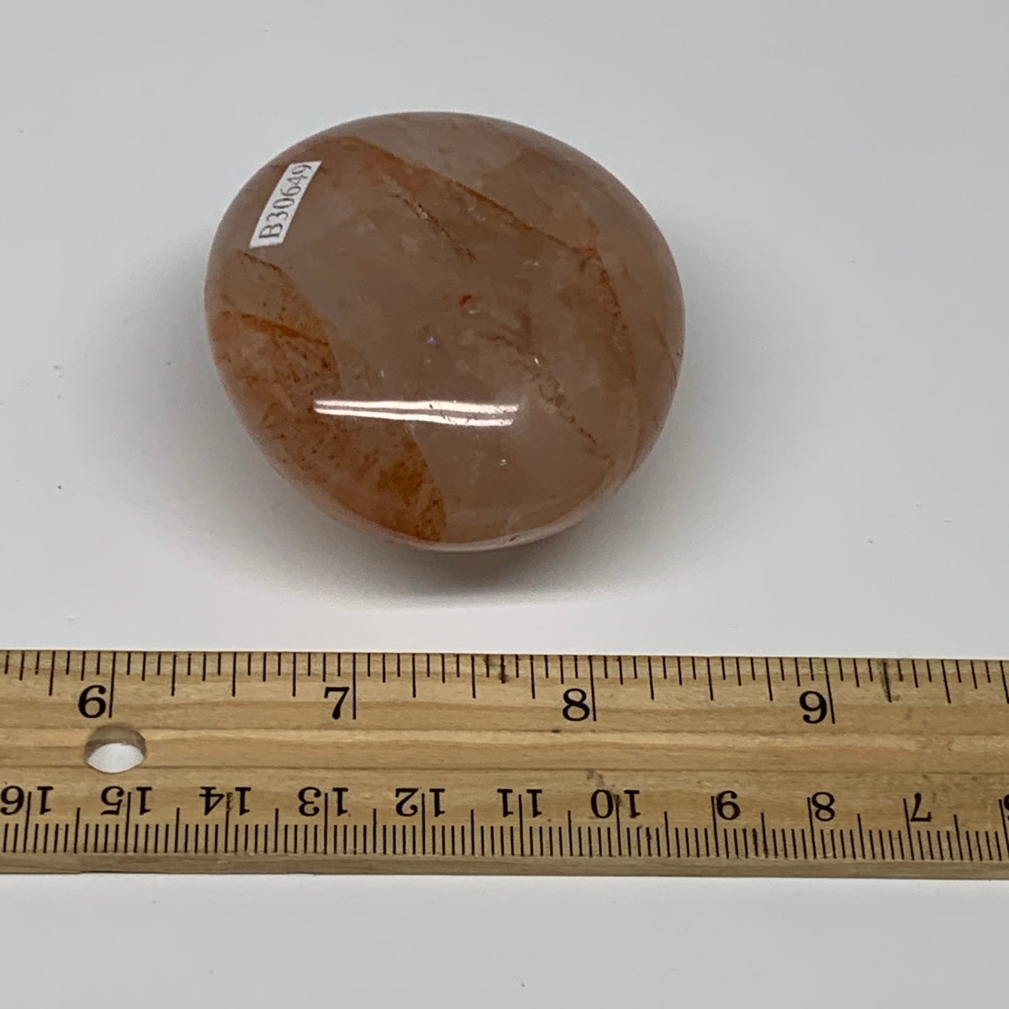 152g,2.3"x2.1"x1.3", Red Hematoid Fire Quartz Palm-Stone Crystal Polished, B3064