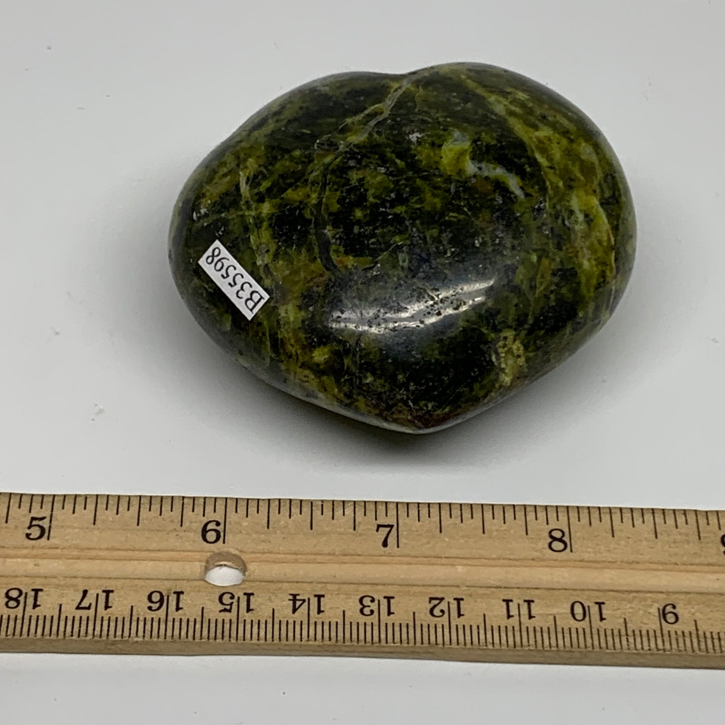 218.3g, 2.7"x2.9"x1.5", Green Opal Heart Polished Gemstone Crystal, B35598