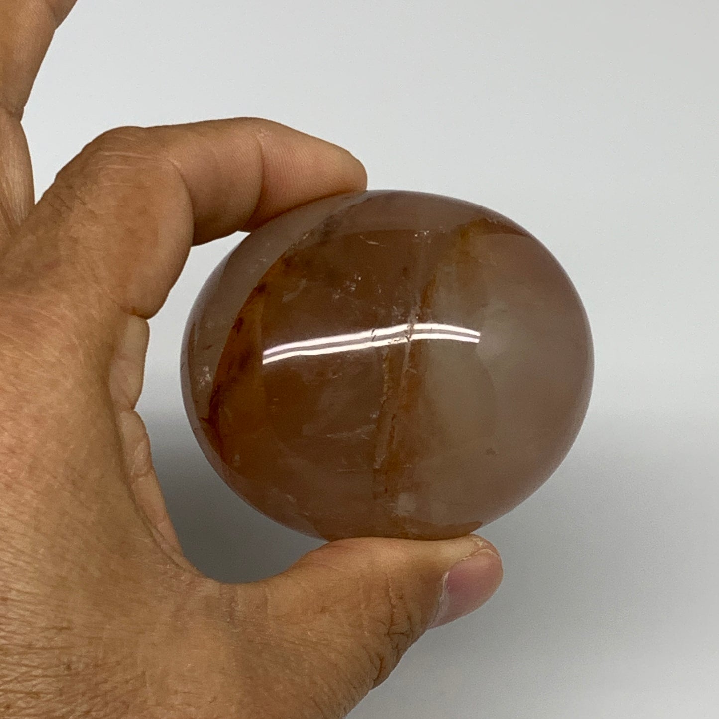 170.9g,2.3"x2.1"x1.5", Red Hematoid Fire Quartz Palm-Stone Crystal Polished, B30