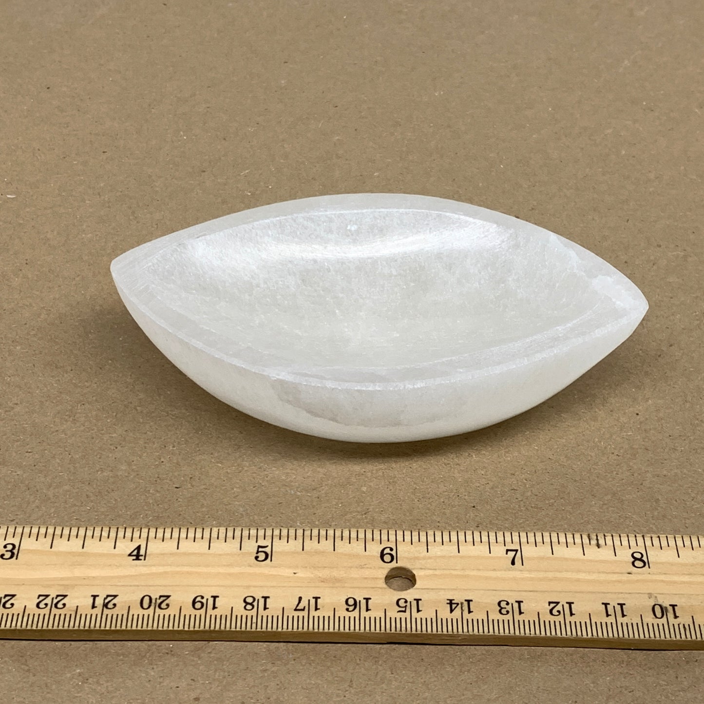 224g, 4.6"x2.7"x1.1", Natural Eye Shape Selenite Bowl Crystals, B36161