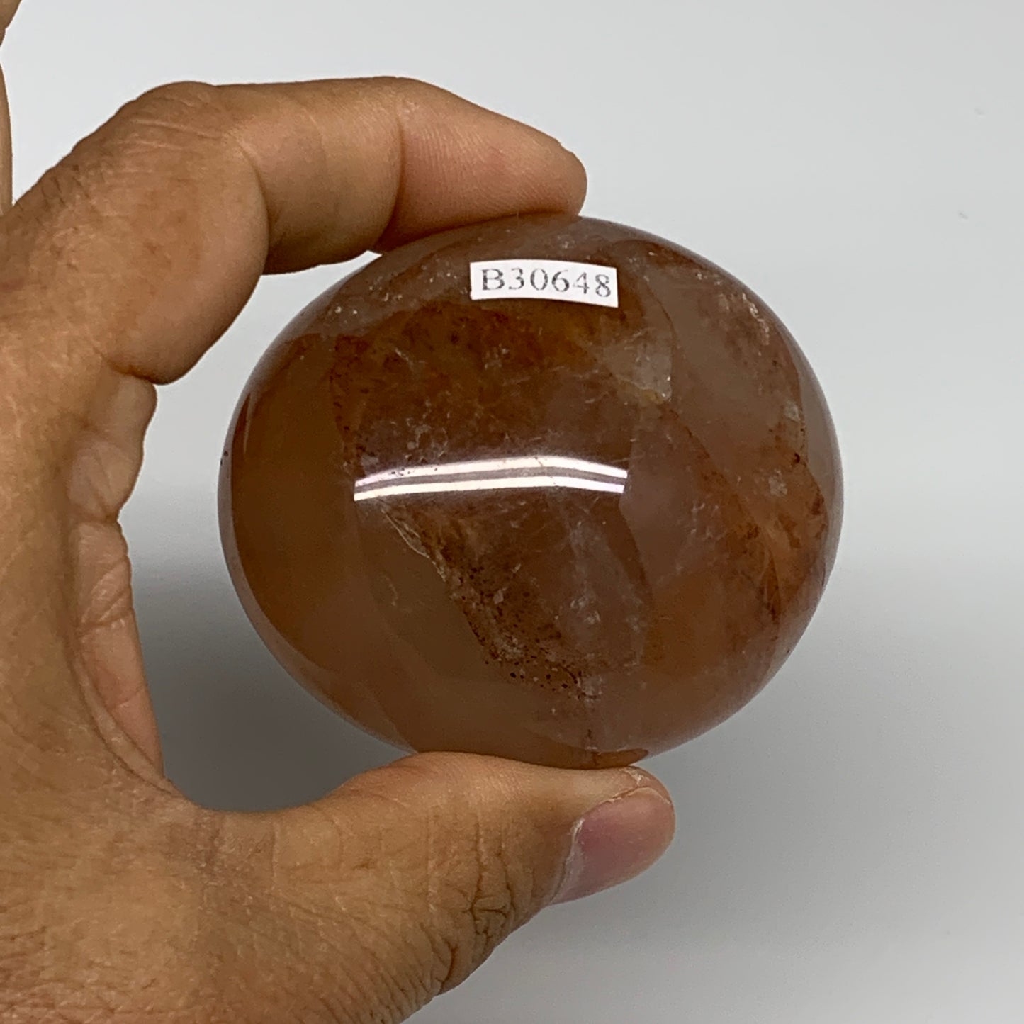 170.9g,2.3"x2.1"x1.5", Red Hematoid Fire Quartz Palm-Stone Crystal Polished, B30