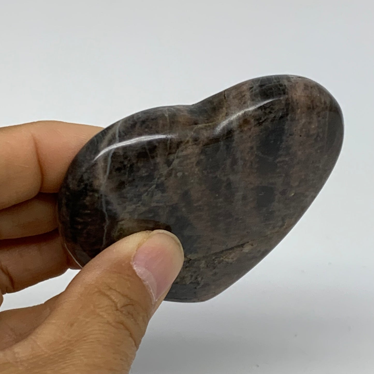 0.22 lbs, 2.5"x2.9"x0.6", Black Moonstone Heart Polished Crystal Decor, B37907