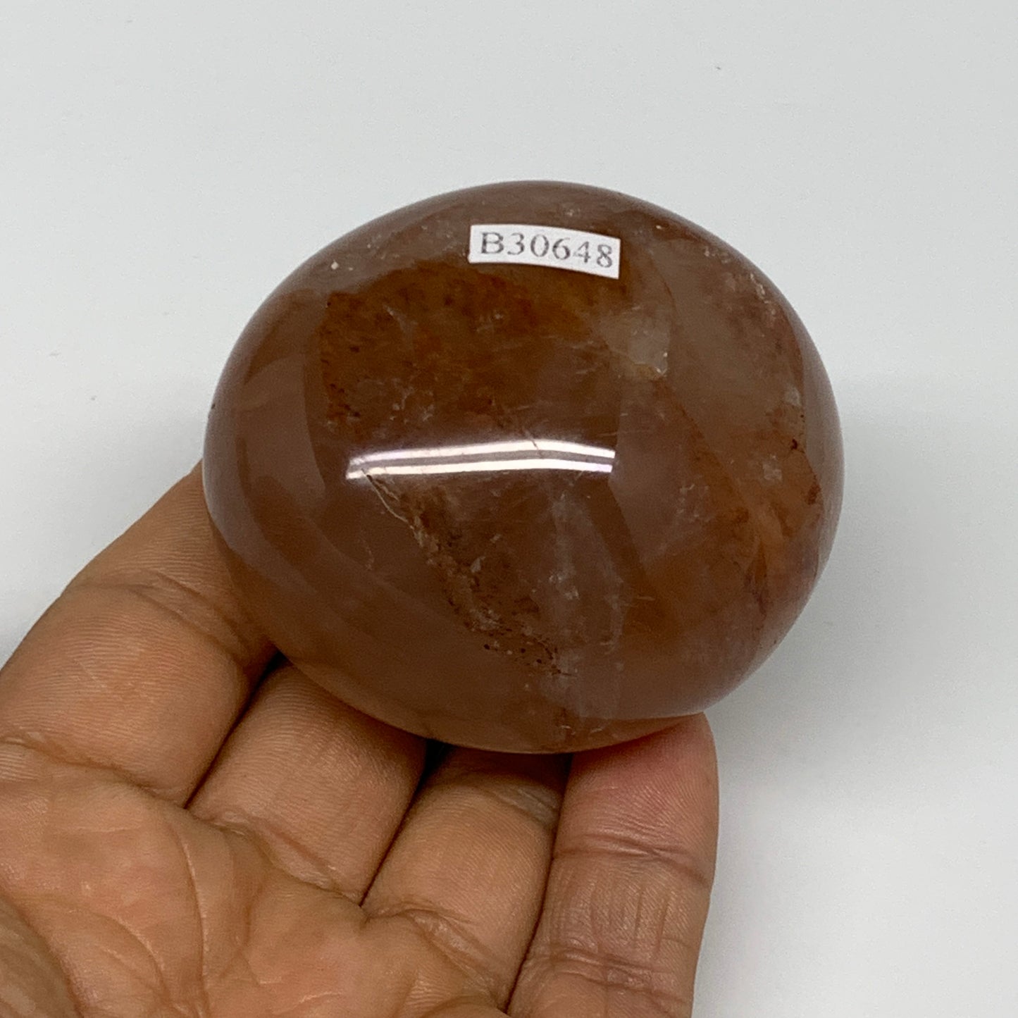 170.9g,2.3"x2.1"x1.5", Red Hematoid Fire Quartz Palm-Stone Crystal Polished, B30