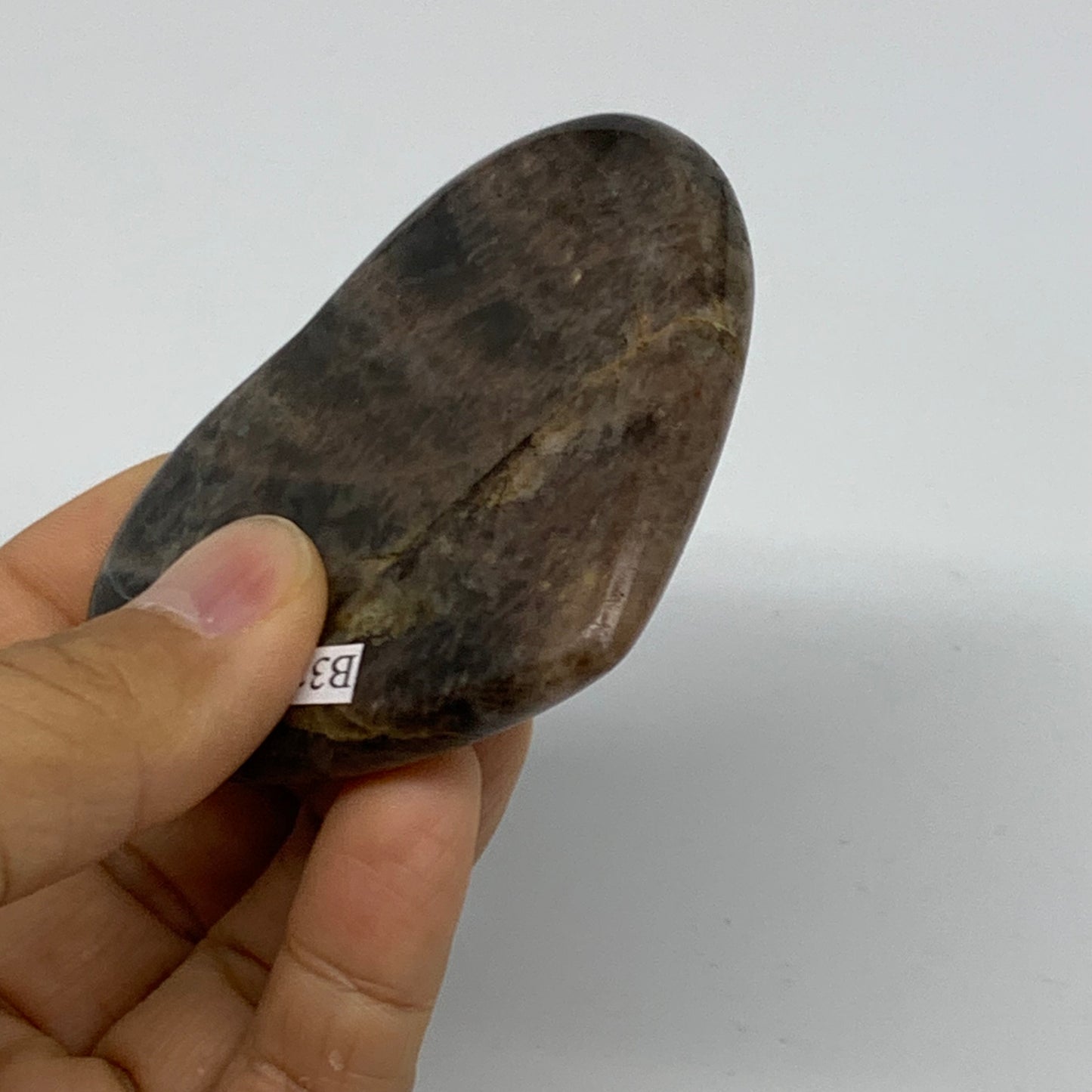 0.22 lbs, 2.5"x2.9"x0.6", Black Moonstone Heart Polished Crystal Decor, B37907