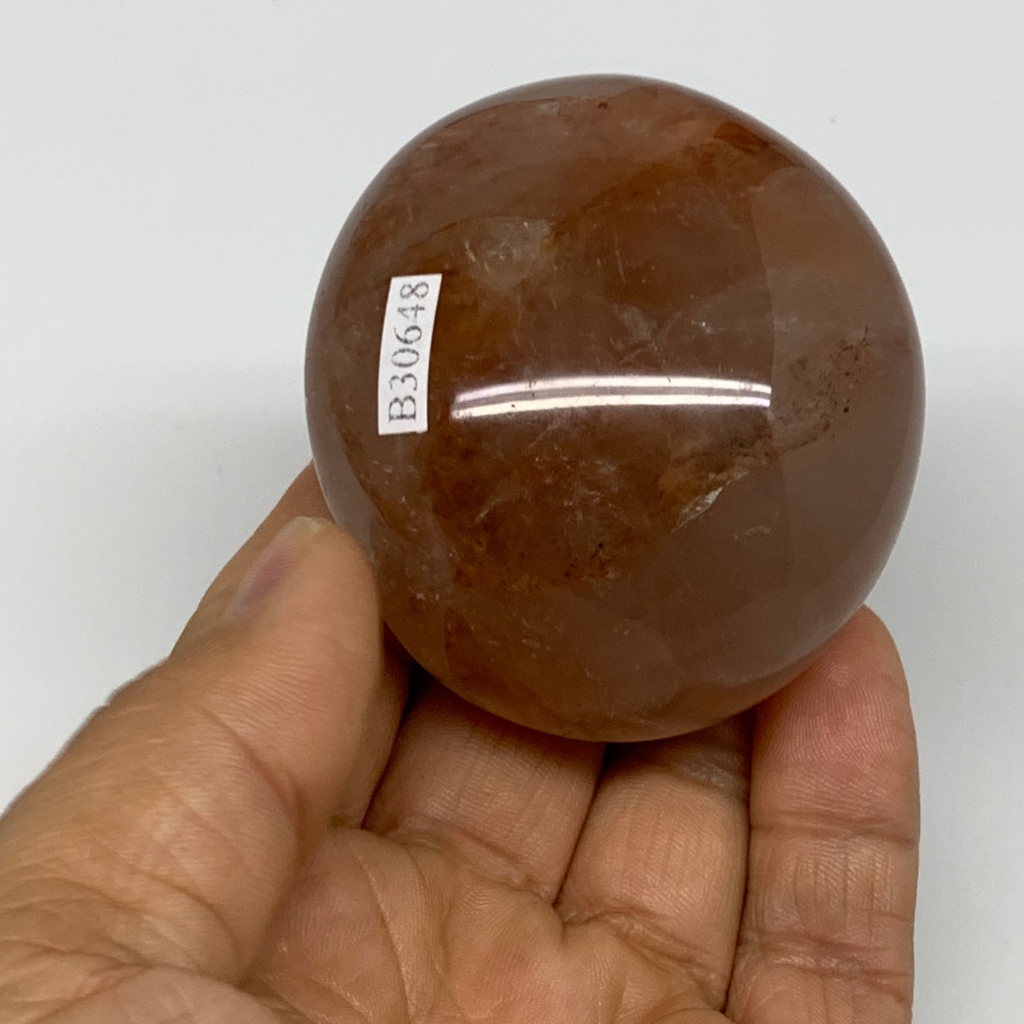 170.9g,2.3"x2.1"x1.5", Red Hematoid Fire Quartz Palm-Stone Crystal Polished, B30