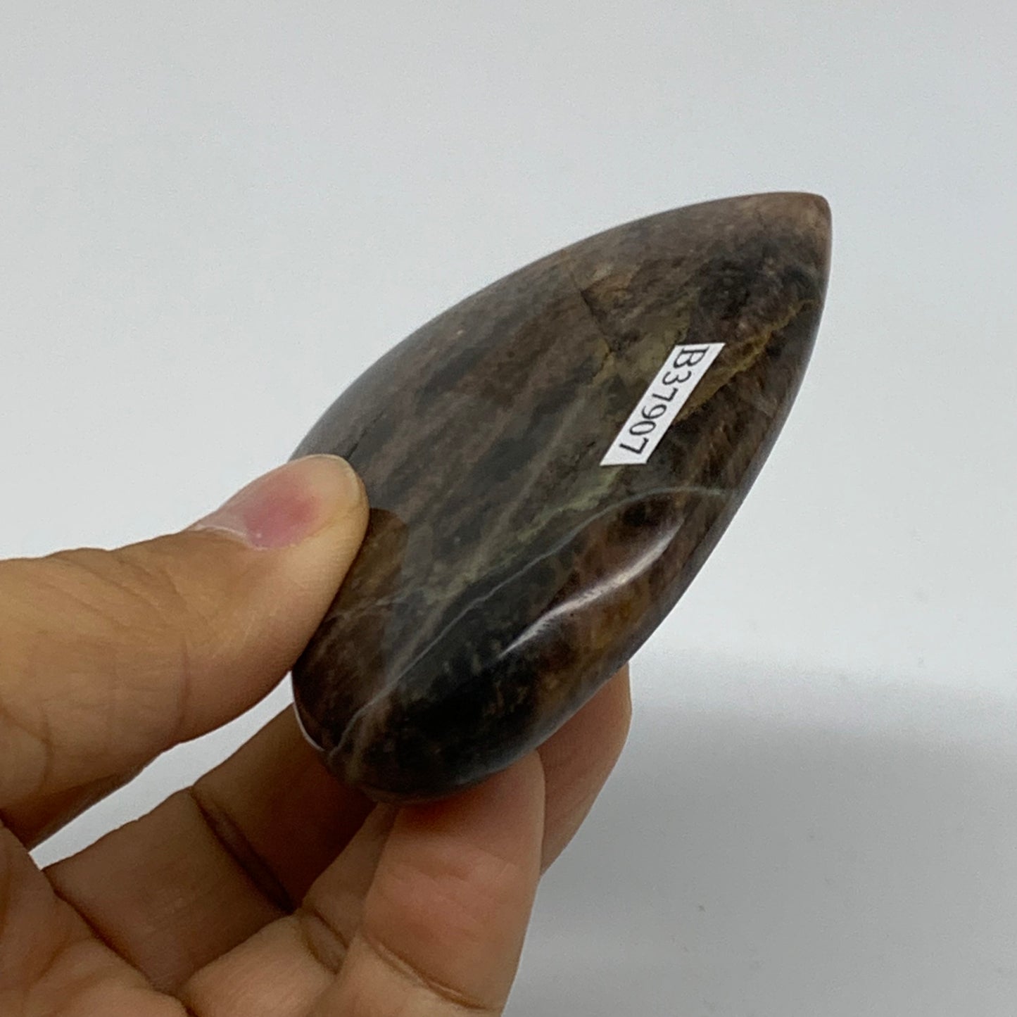 0.22 lbs, 2.5"x2.9"x0.6", Black Moonstone Heart Polished Crystal Decor, B37907