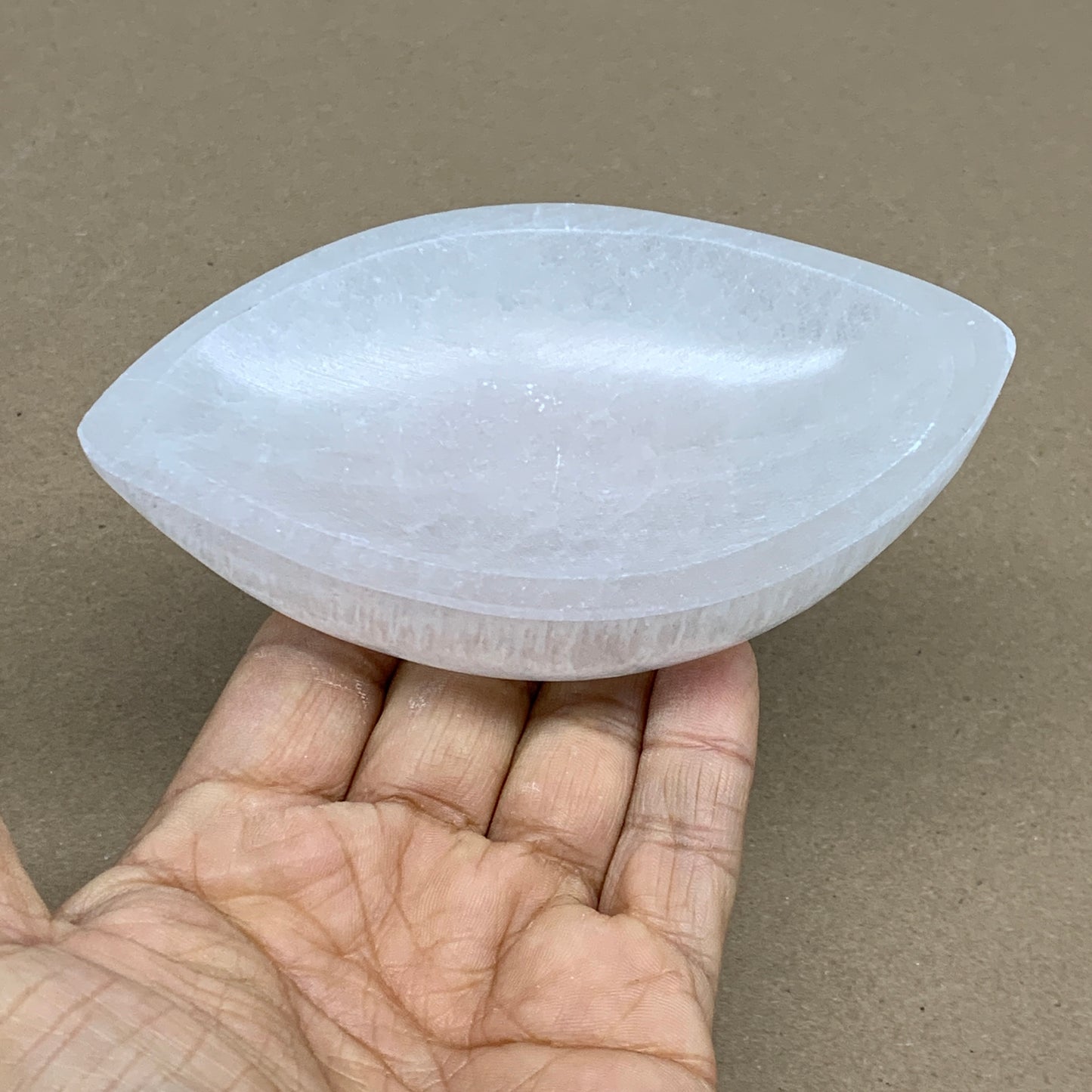 233g, 4.6"x2.7"x1.1", Natural Eye Shape Selenite Bowl Crystals, B36162