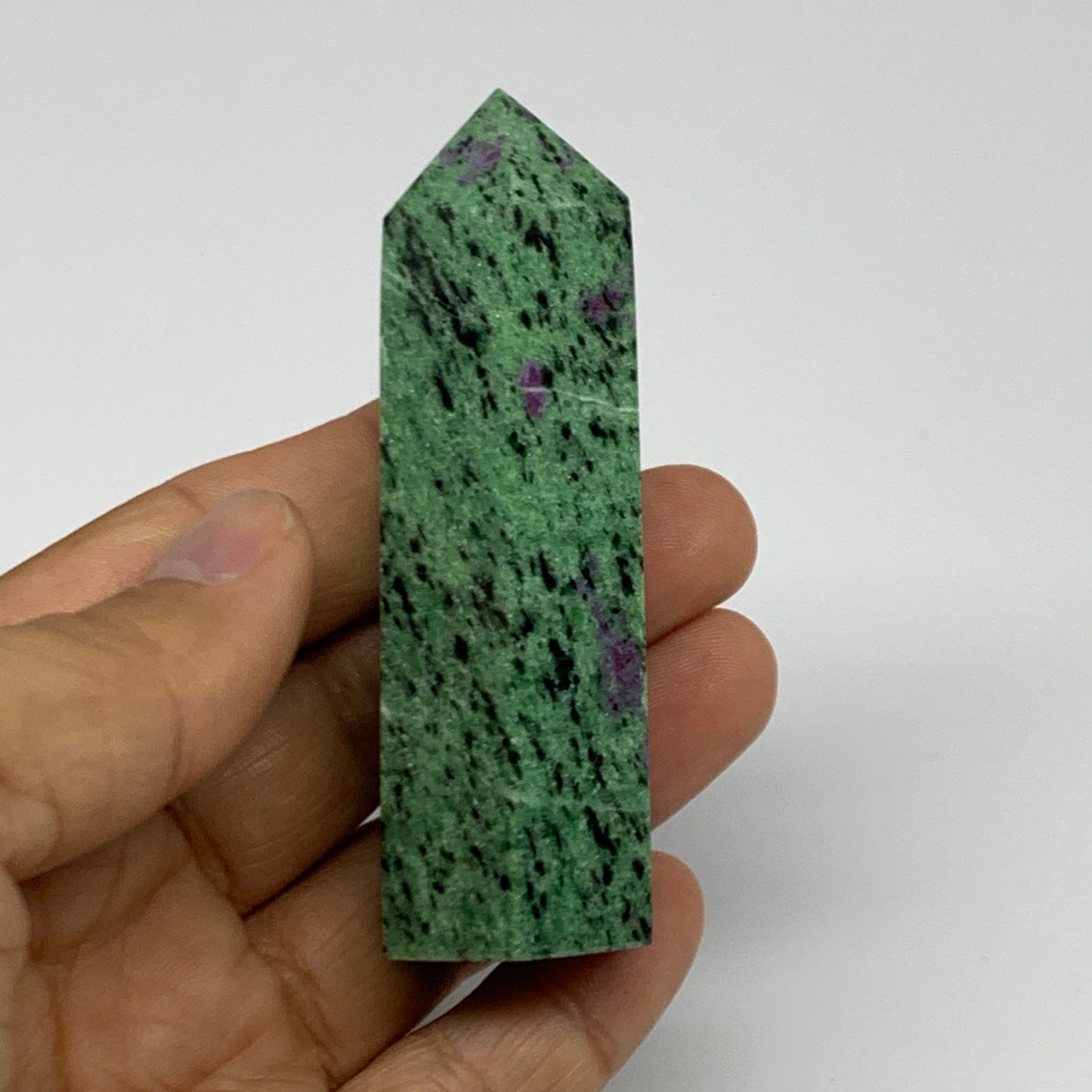 108.8g, 3"x0.9", Natural Ruby Zoisite Tower Point Obelisk @India, B31468