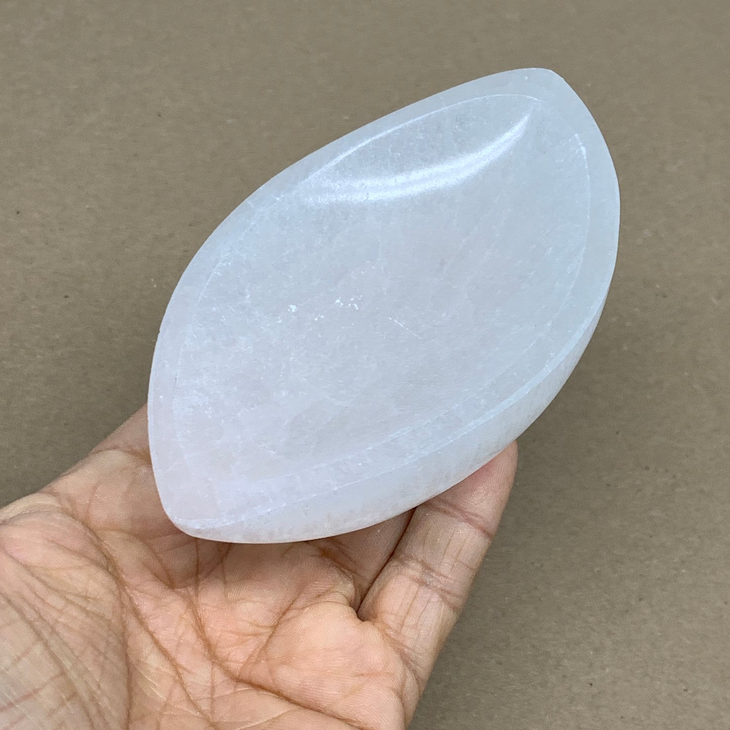 233g, 4.6"x2.7"x1.1", Natural Eye Shape Selenite Bowl Crystals, B36162