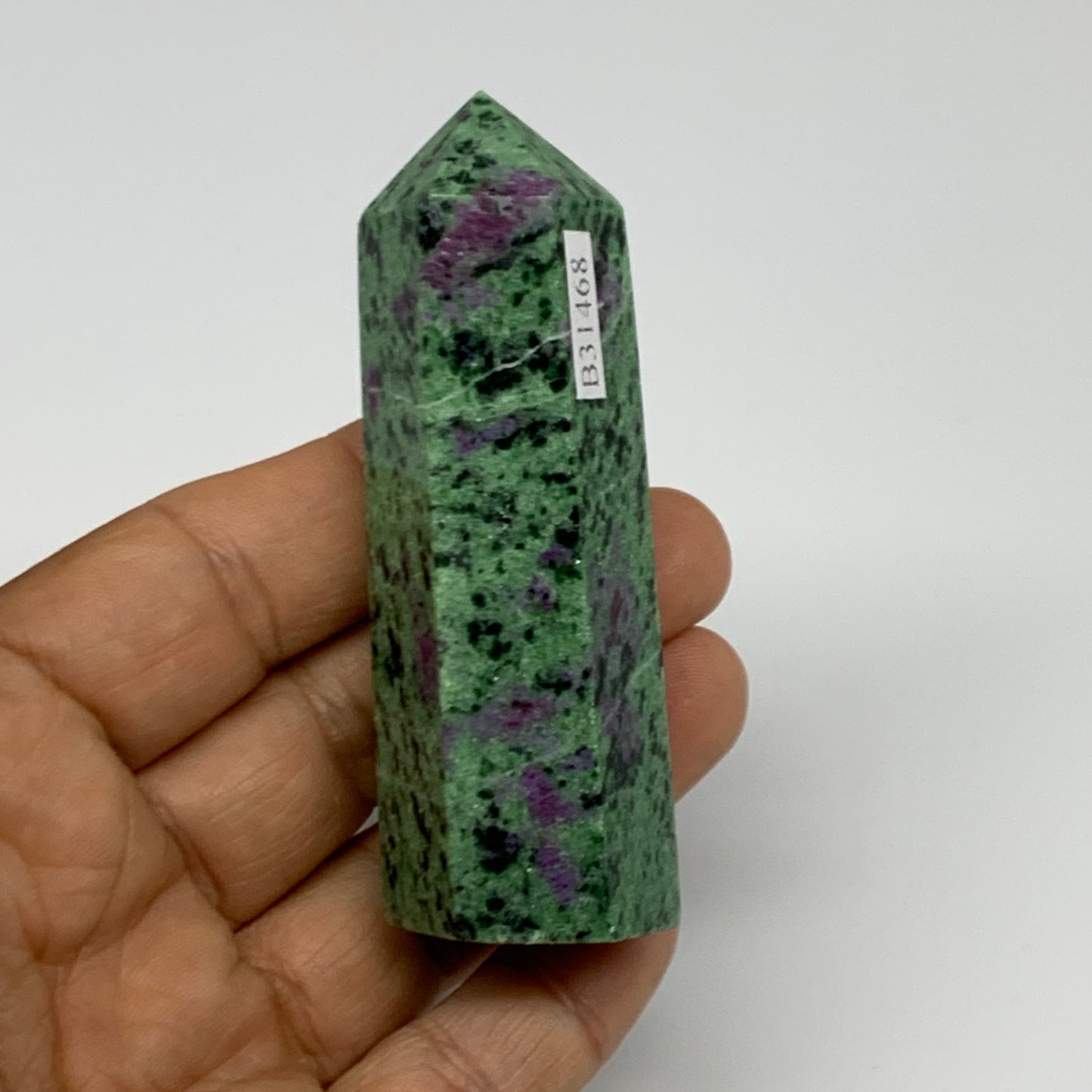 108.8g, 3"x0.9", Natural Ruby Zoisite Tower Point Obelisk @India, B31468