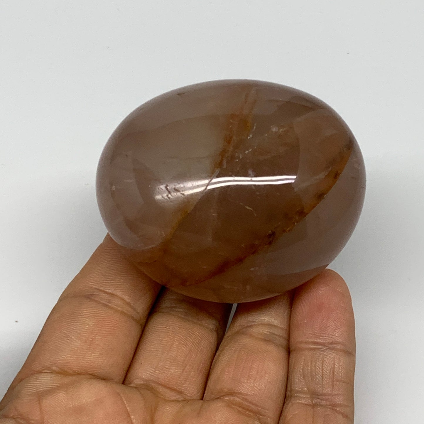 170.9g,2.3"x2.1"x1.5", Red Hematoid Fire Quartz Palm-Stone Crystal Polished, B30