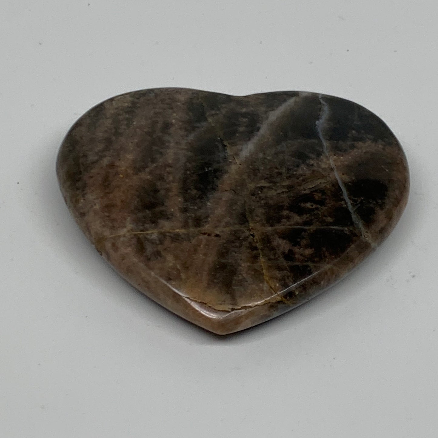 0.22 lbs, 2.5"x2.9"x0.6", Black Moonstone Heart Polished Crystal Decor, B37907