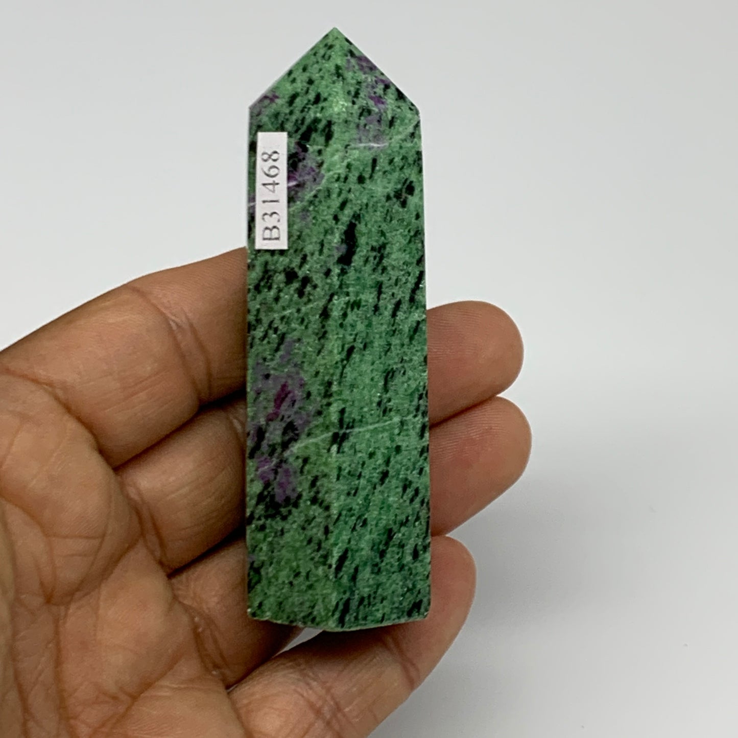 108.8g, 3"x0.9", Natural Ruby Zoisite Tower Point Obelisk @India, B31468