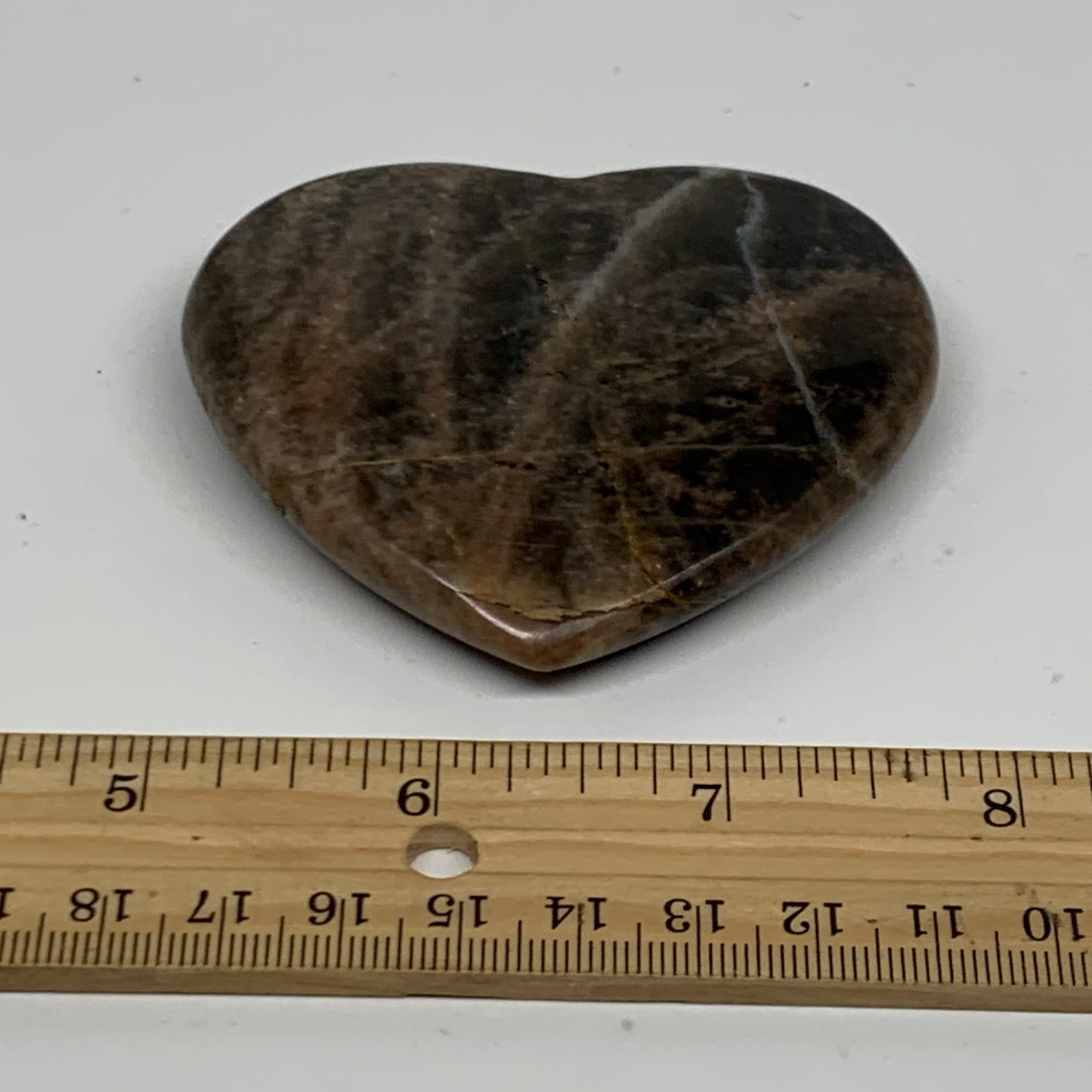 0.22 lbs, 2.5"x2.9"x0.6", Black Moonstone Heart Polished Crystal Decor, B37907