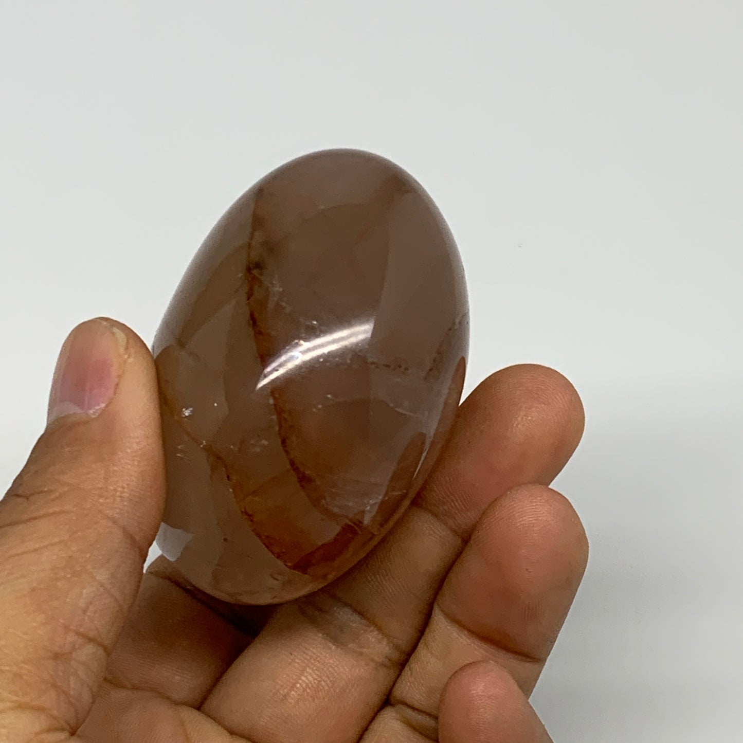 170.9g,2.3"x2.1"x1.5", Red Hematoid Fire Quartz Palm-Stone Crystal Polished, B30