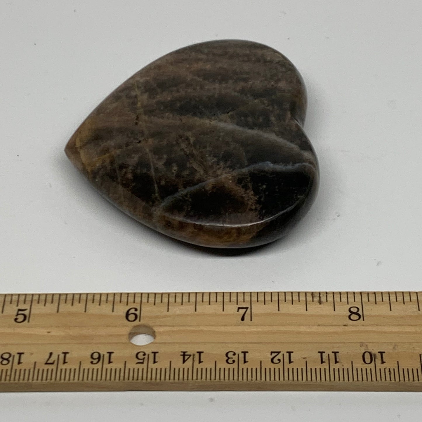 0.22 lbs, 2.5"x2.9"x0.6", Black Moonstone Heart Polished Crystal Decor, B37907