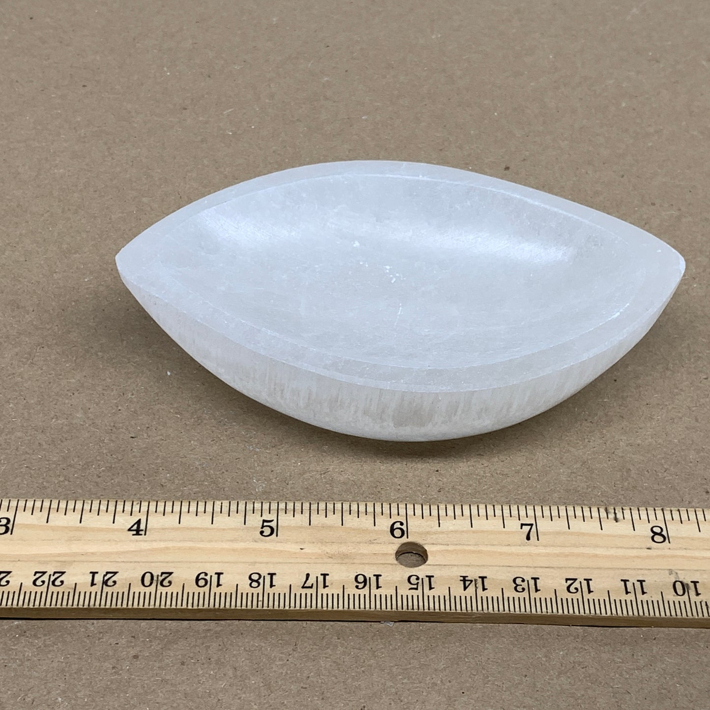 233g, 4.6"x2.7"x1.1", Natural Eye Shape Selenite Bowl Crystals, B36162