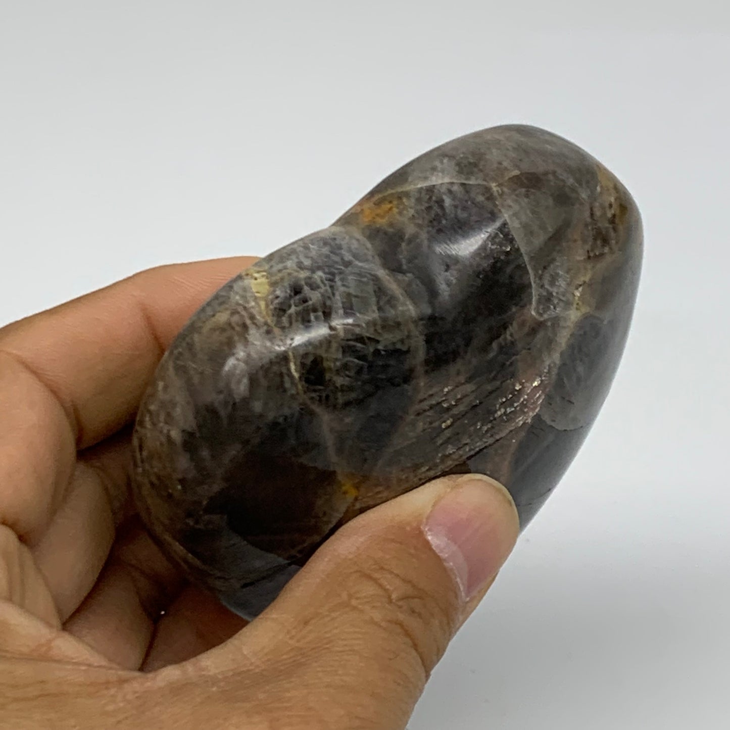 0.56 lbs, 2.8"x3.1"x1.2", Black Moonstone Heart Polished Crystal Decor, B37908