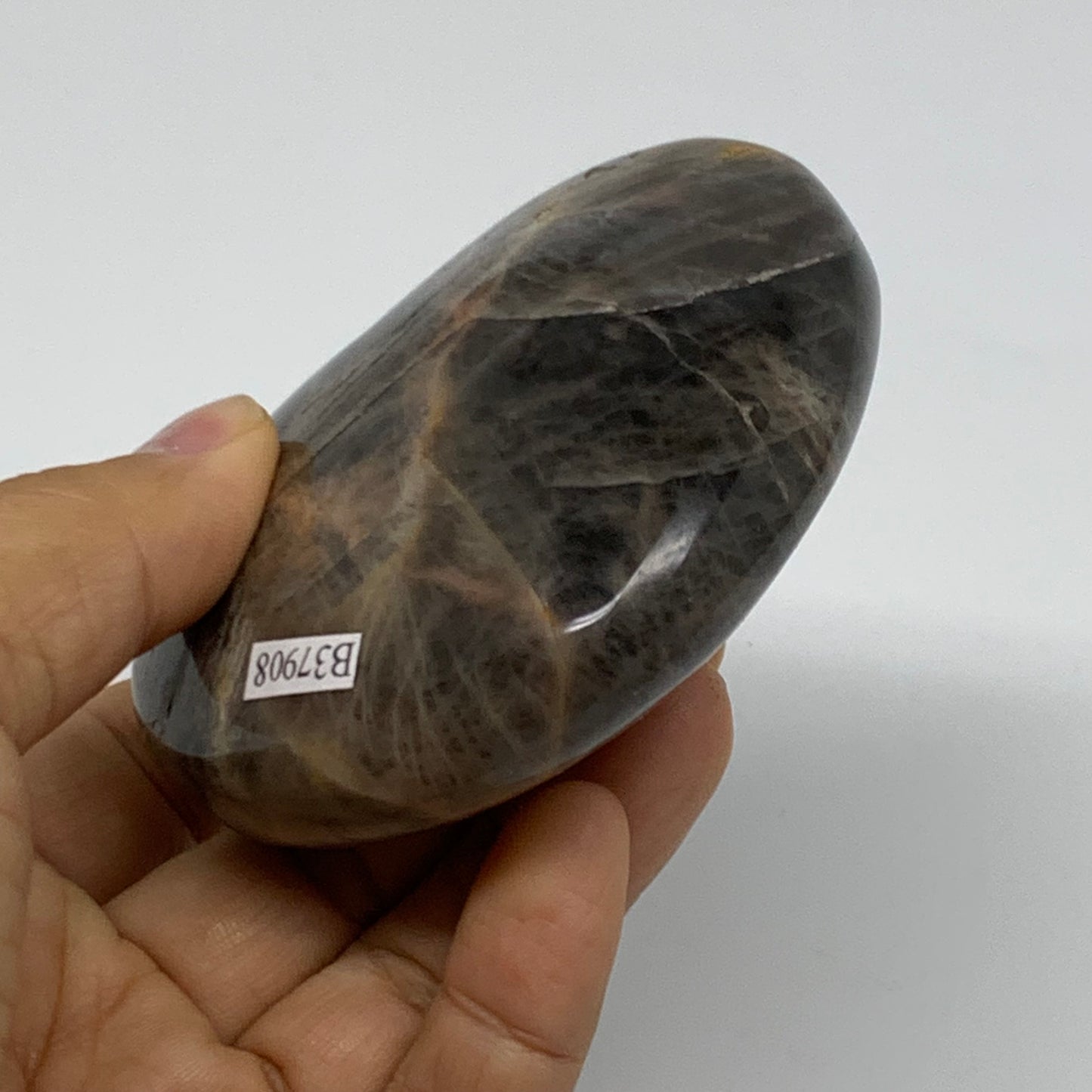 0.56 lbs, 2.8"x3.1"x1.2", Black Moonstone Heart Polished Crystal Decor, B37908