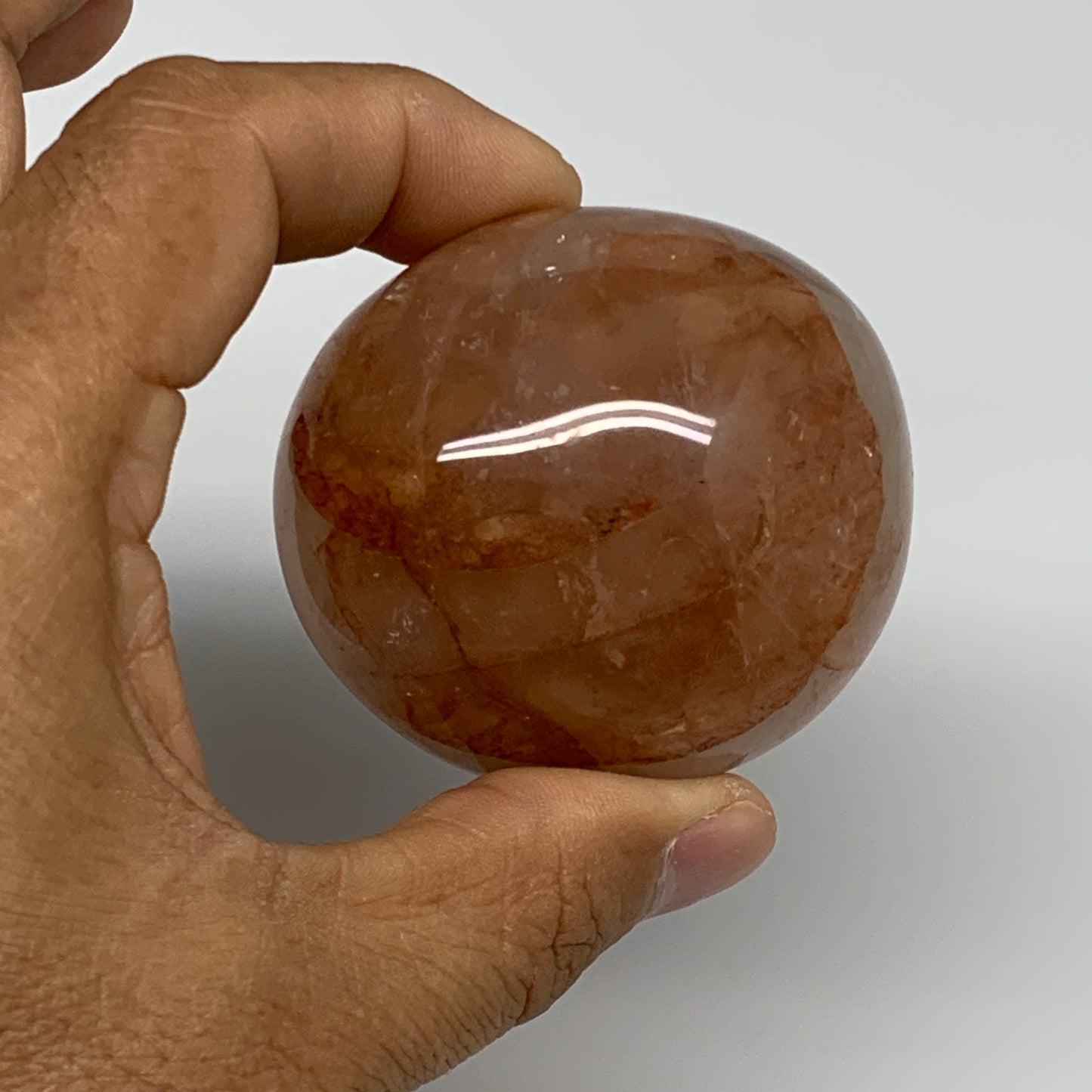 171g,2.3"x2.1"x1.5", Red Hematoid Fire Quartz Palm-Stone Crystal Polished, B3064