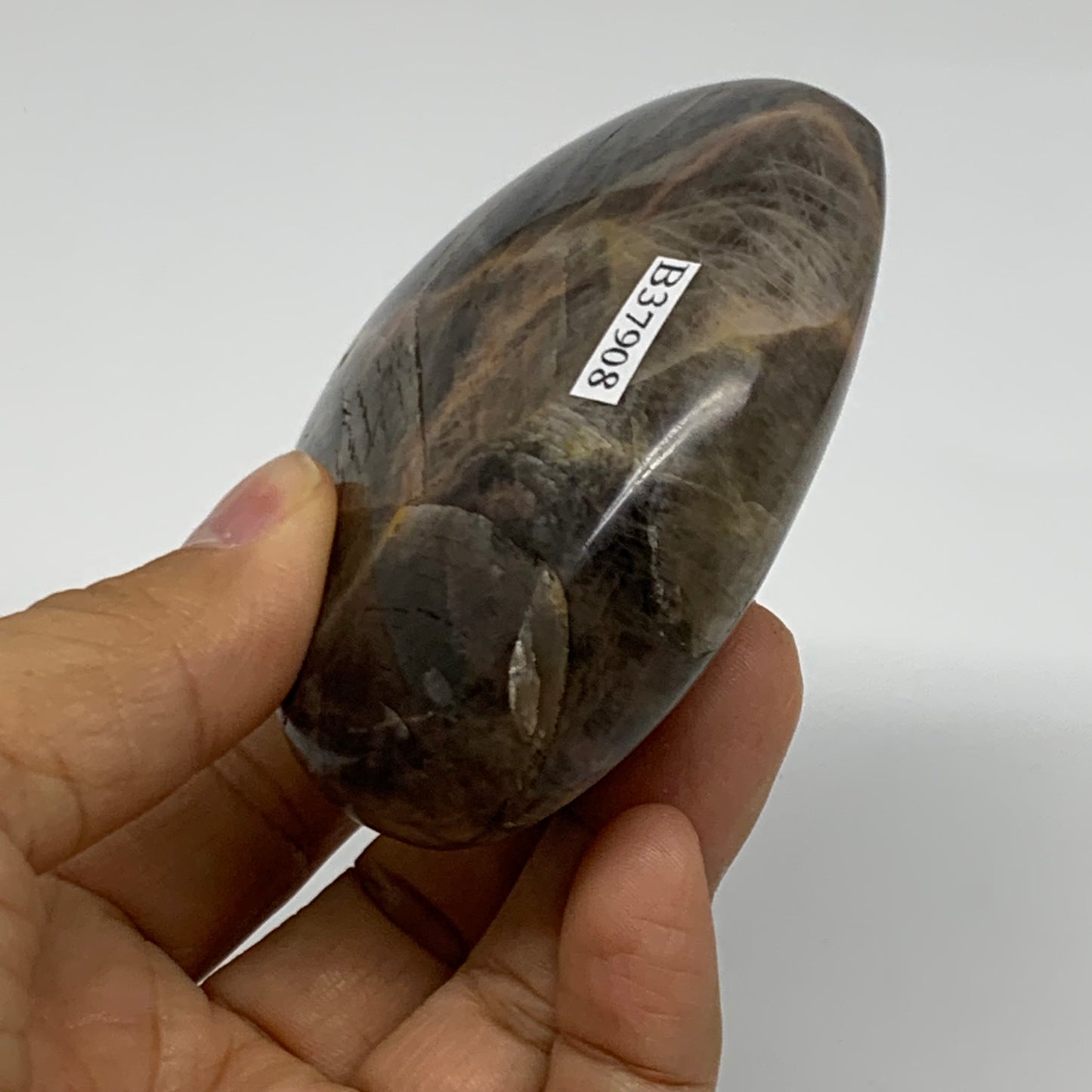 0.56 lbs, 2.8"x3.1"x1.2", Black Moonstone Heart Polished Crystal Decor, B37908