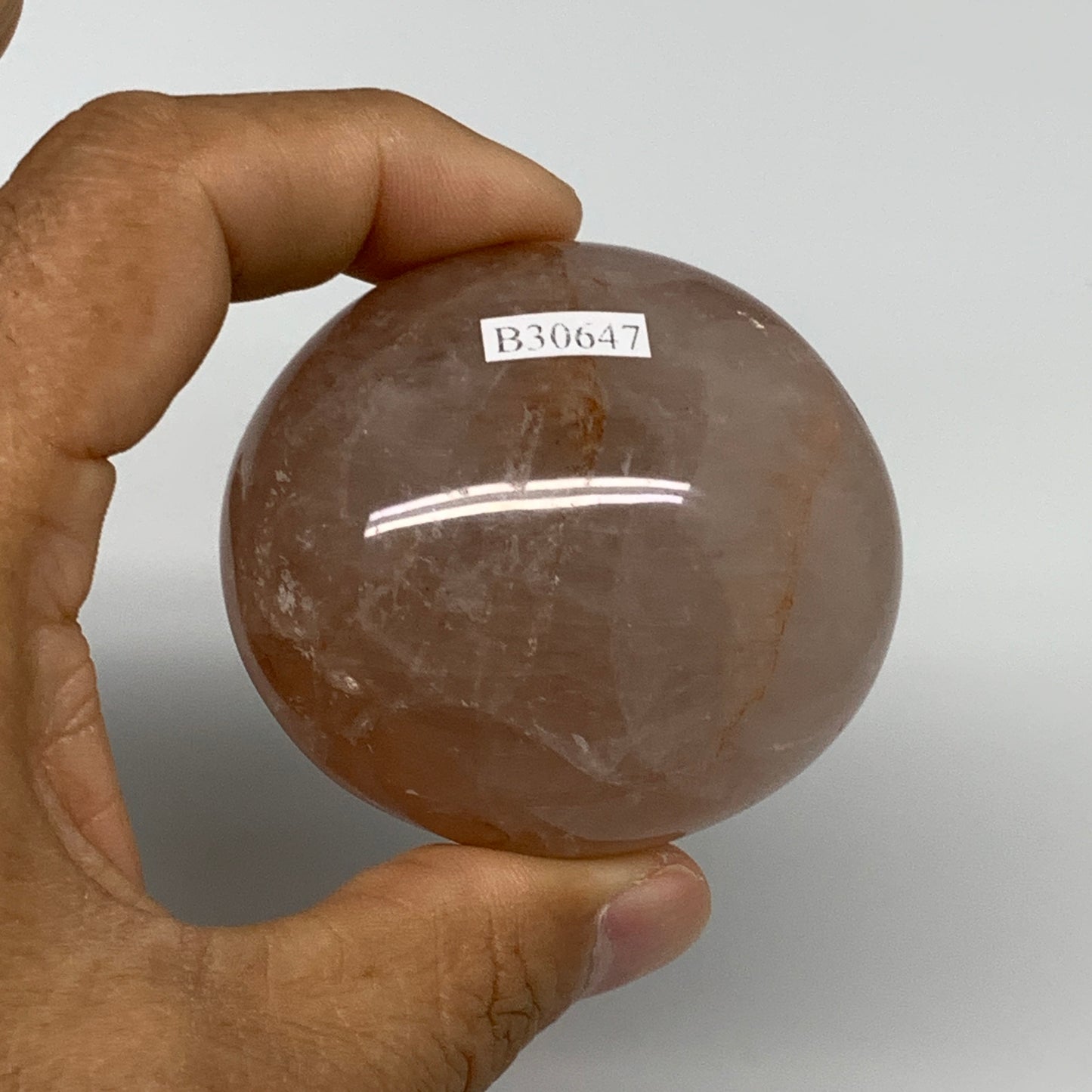 171g,2.3"x2.1"x1.5", Red Hematoid Fire Quartz Palm-Stone Crystal Polished, B3064