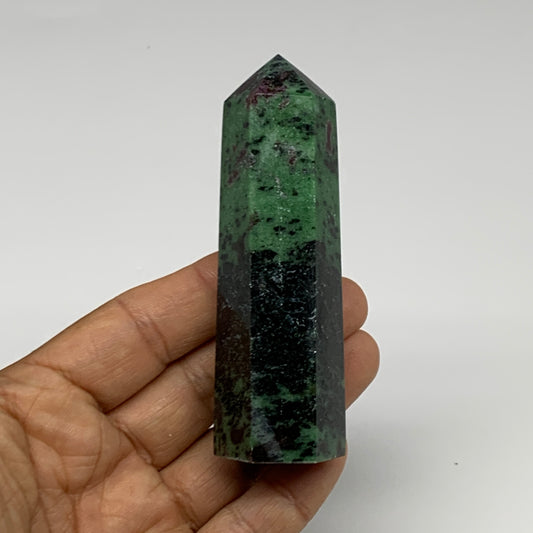 128.8g, 3.5"x1", Natural Ruby Zoisite Tower Point Obelisk @India, B31469