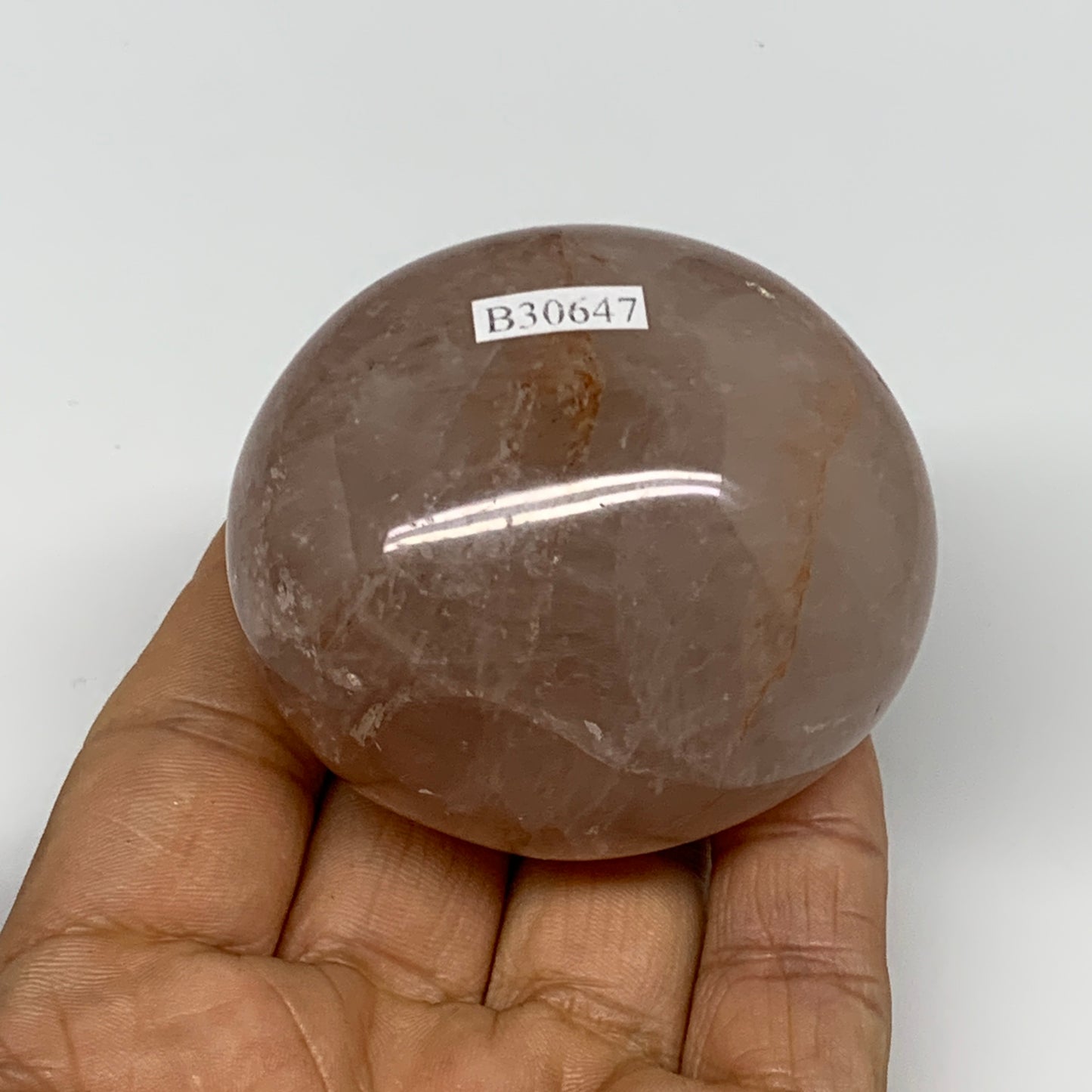 171g,2.3"x2.1"x1.5", Red Hematoid Fire Quartz Palm-Stone Crystal Polished, B3064