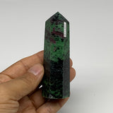 128.8g, 3.5"x1", Natural Ruby Zoisite Tower Point Obelisk @India, B31469