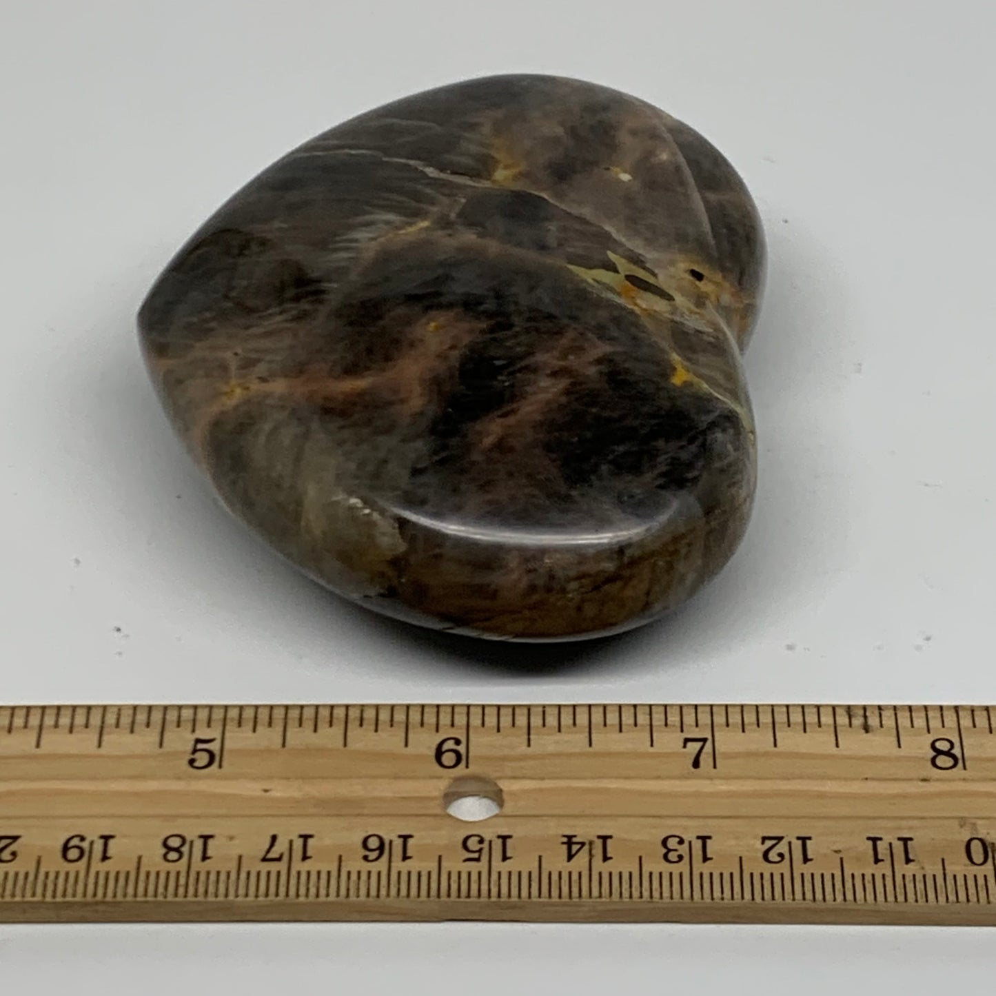0.56 lbs, 2.8"x3.1"x1.2", Black Moonstone Heart Polished Crystal Decor, B37908