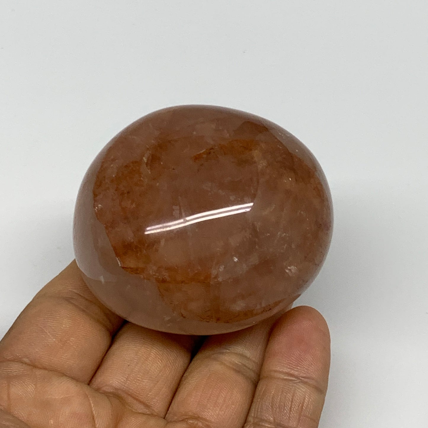171g,2.3"x2.1"x1.5", Red Hematoid Fire Quartz Palm-Stone Crystal Polished, B3064