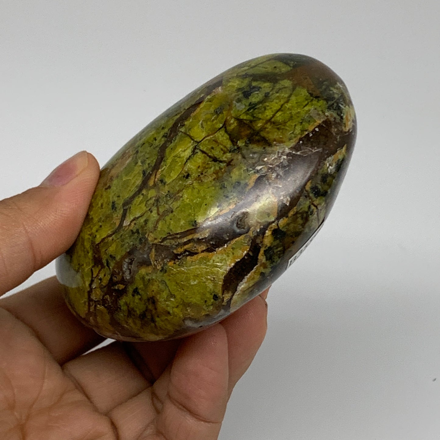 280g, 2.6"x3.4"x1.7", Green Opal Heart Polished Gemstone Crystal, B35599