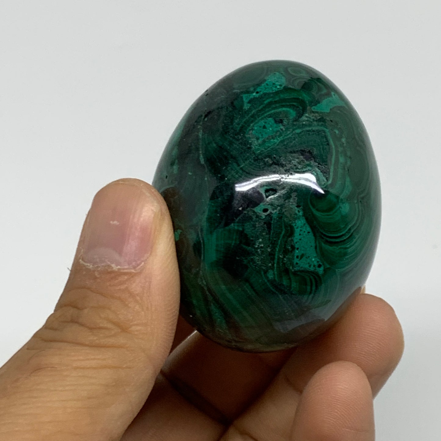 140g, 2"x1.5", Natural Solid Malachite Egg Polished Gemstone @Congo, B32771