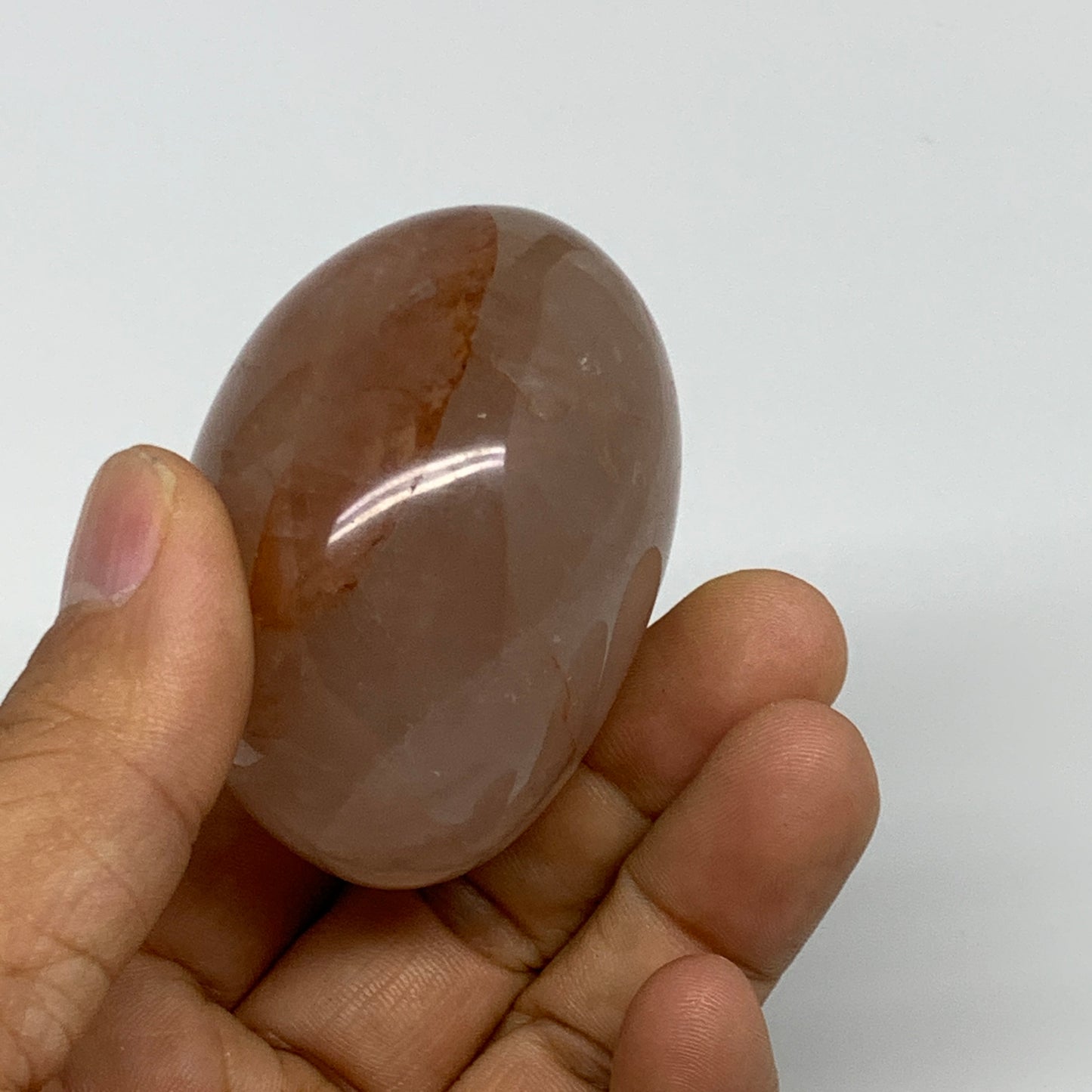 171g,2.3"x2.1"x1.5", Red Hematoid Fire Quartz Palm-Stone Crystal Polished, B3064