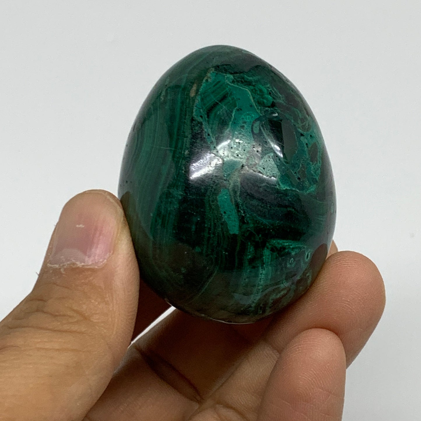 140g, 2"x1.5", Natural Solid Malachite Egg Polished Gemstone @Congo, B32771