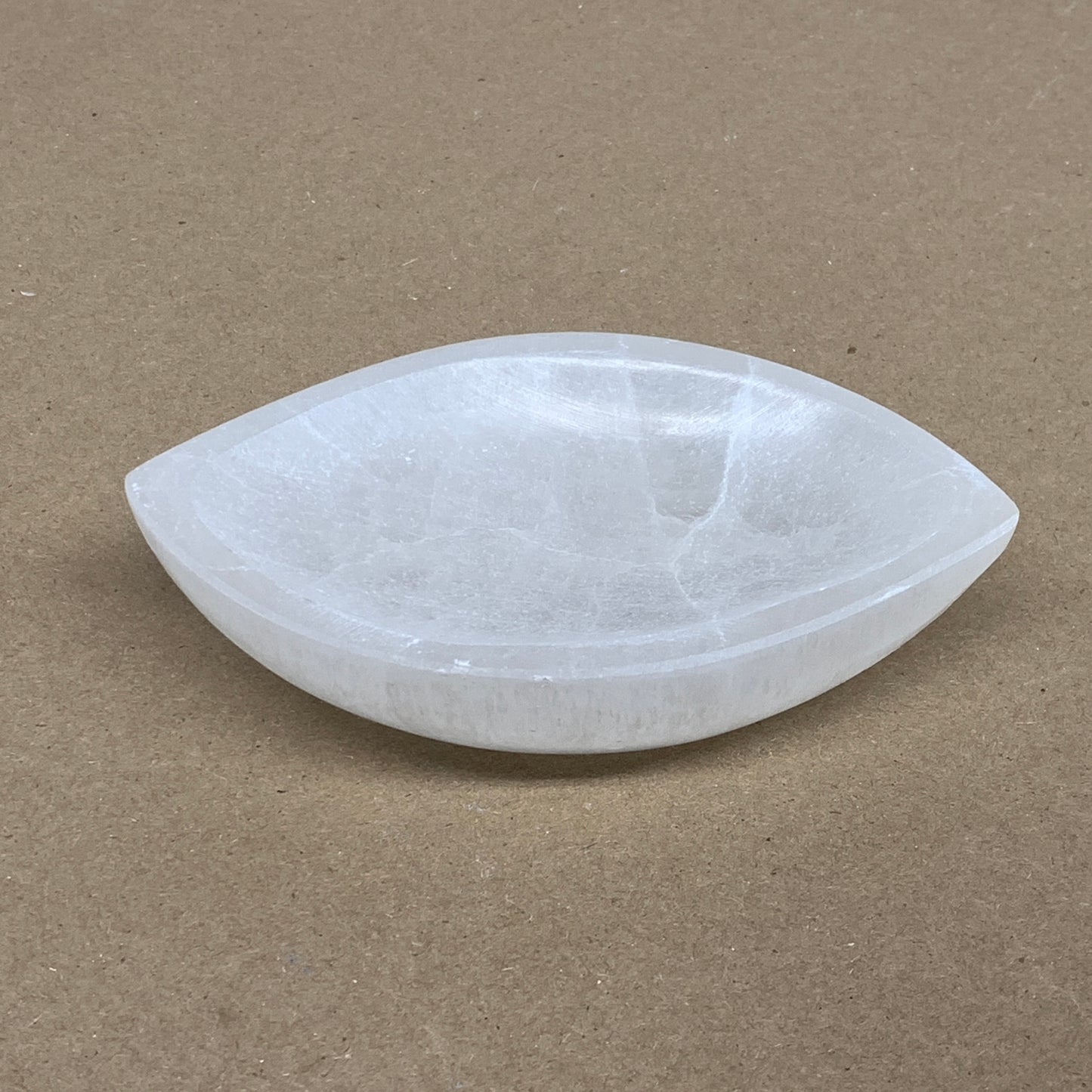 218g, 4.6"x2.7"x1", Natural Eye Shape Selenite Bowl Crystals, B36163